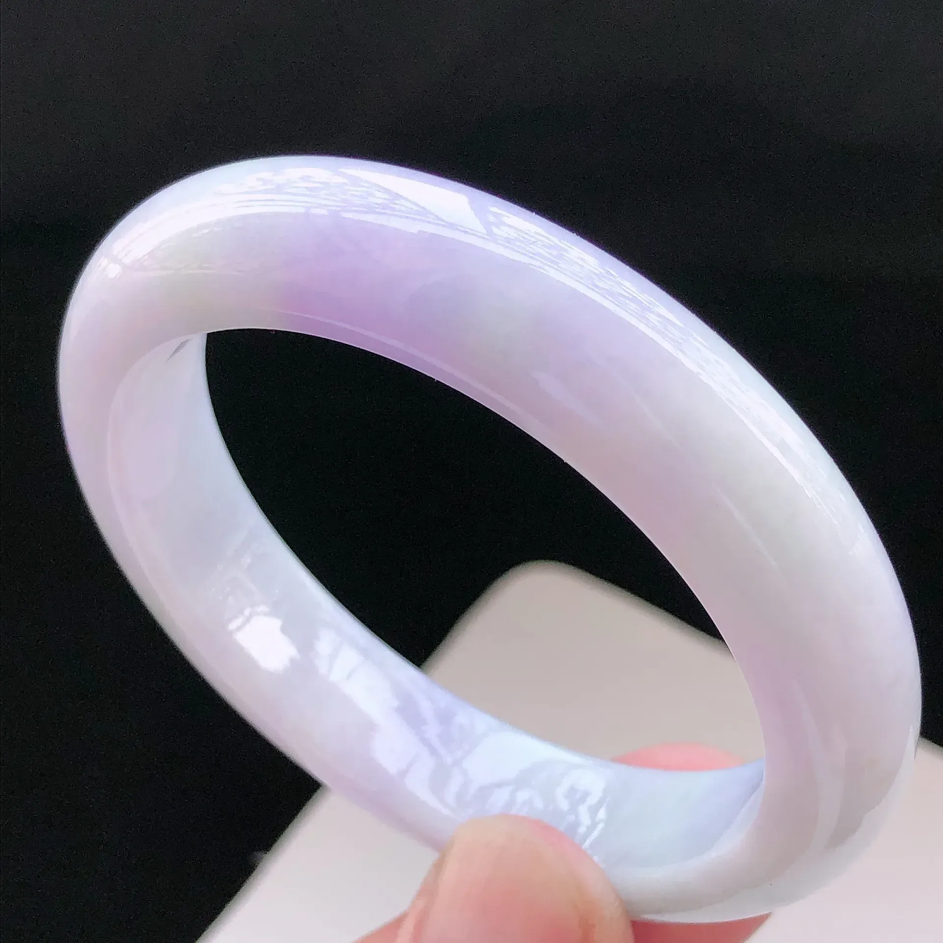 紫罗兰翡翠正圈手镯,圈口54.5*12.6*8.