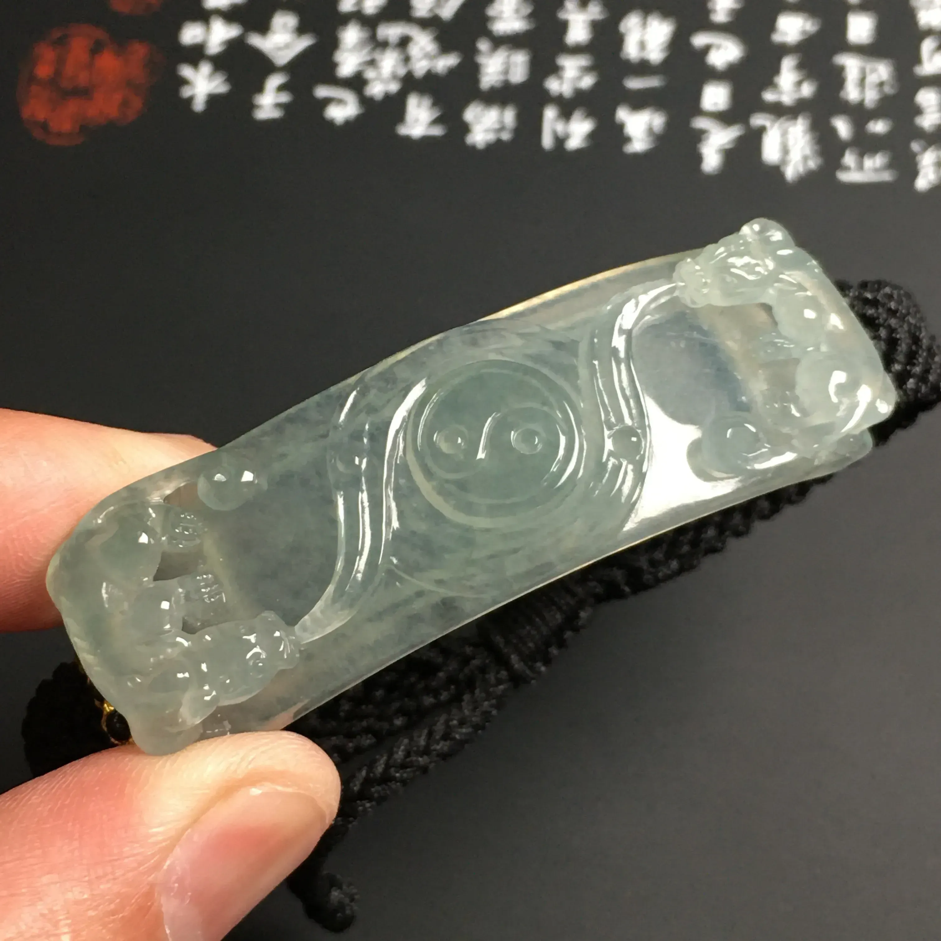 冰糯种晴底【时来运转】手串 水润通透 质地细腻 雕工精湛 款式新颖