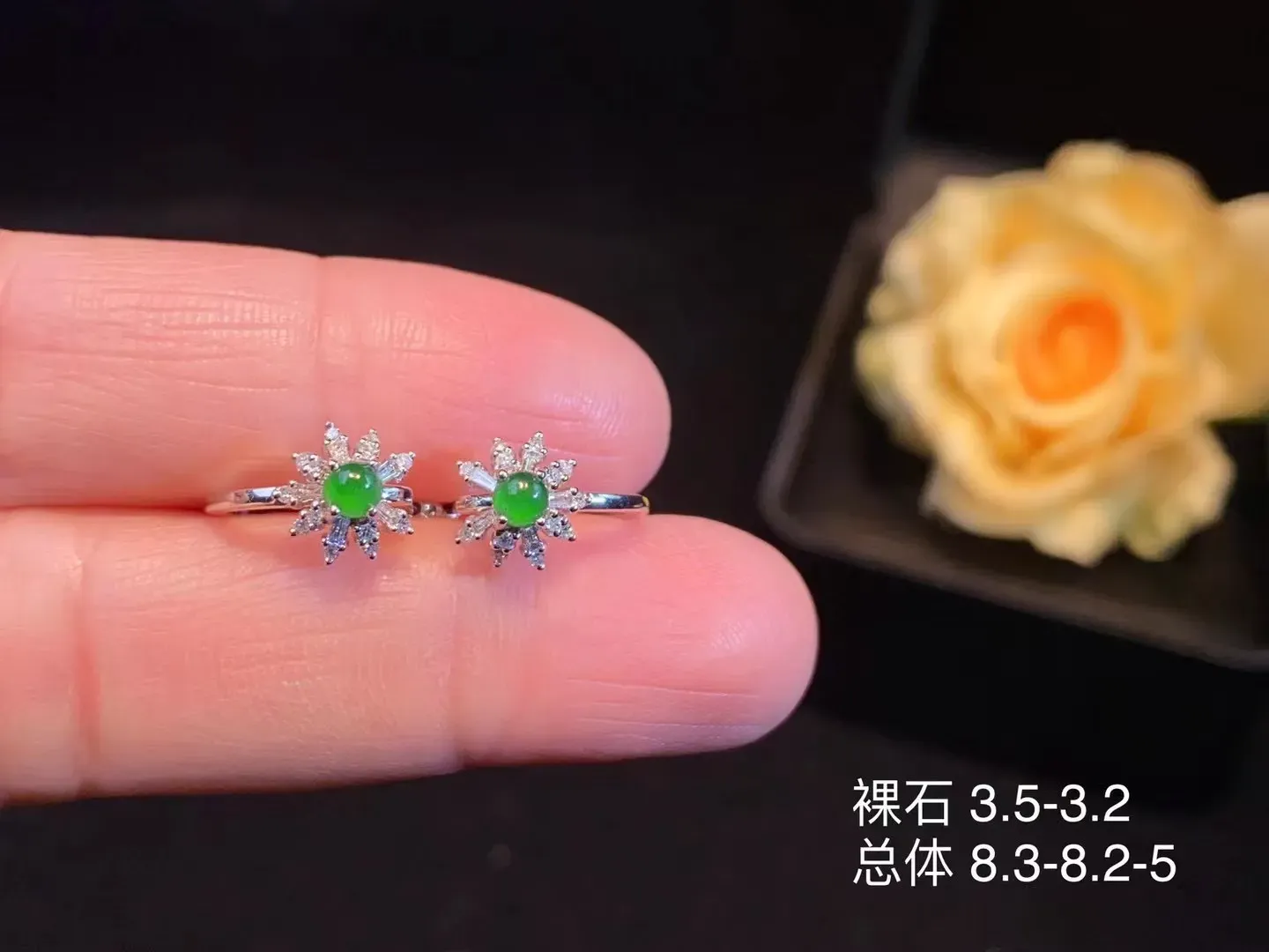 玻璃老坑种正阳绿时尚耳钉