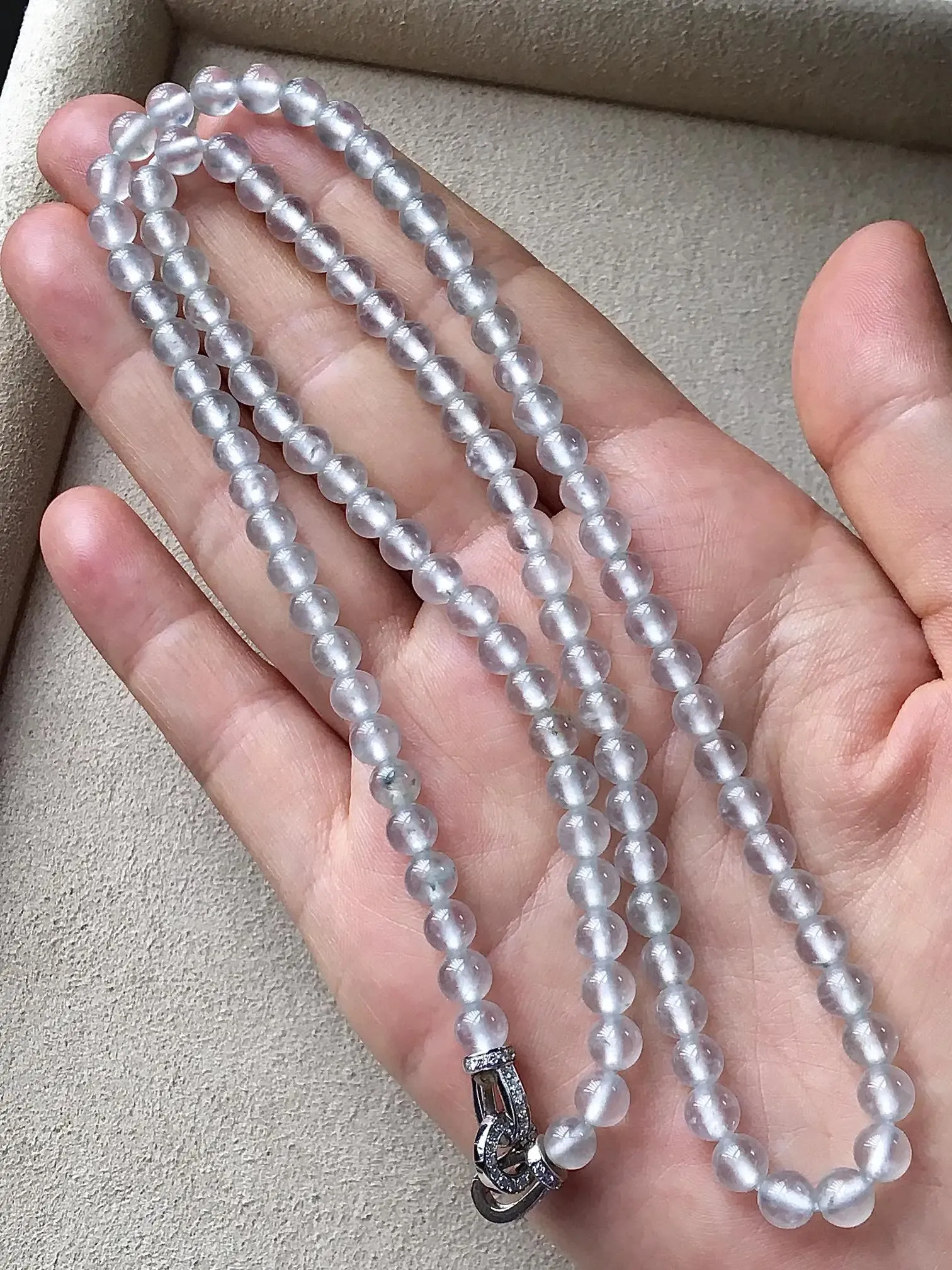 玻璃种珠链，水头足，冰透，起光，尺寸4.6-103颗，编号326