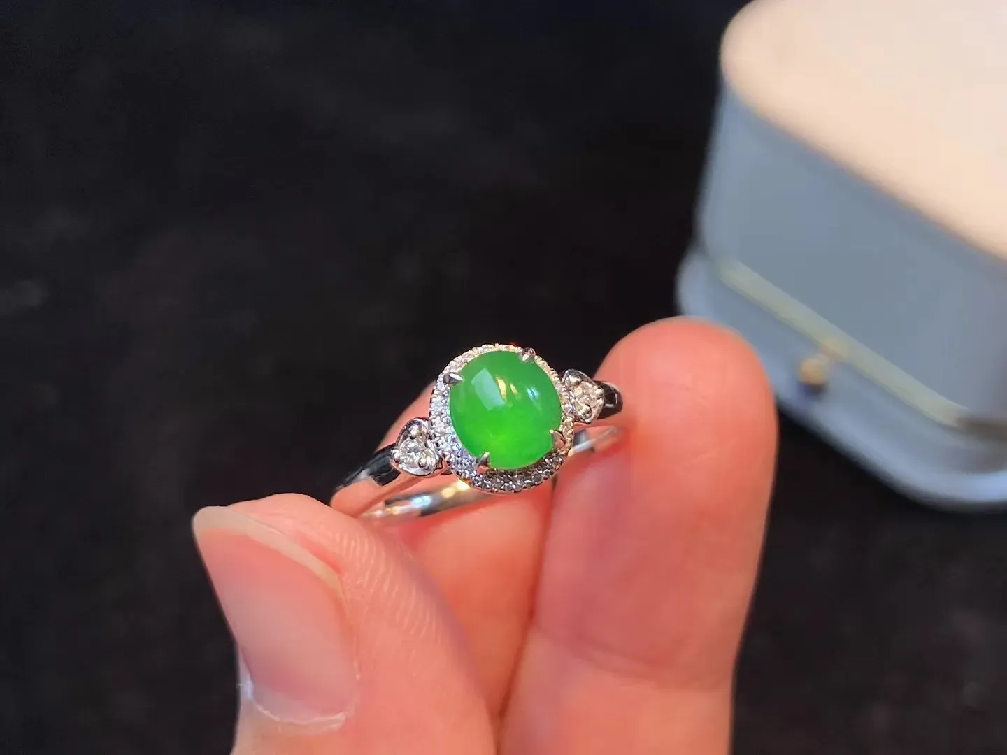玻璃老坑种正阳绿时尚女戒指