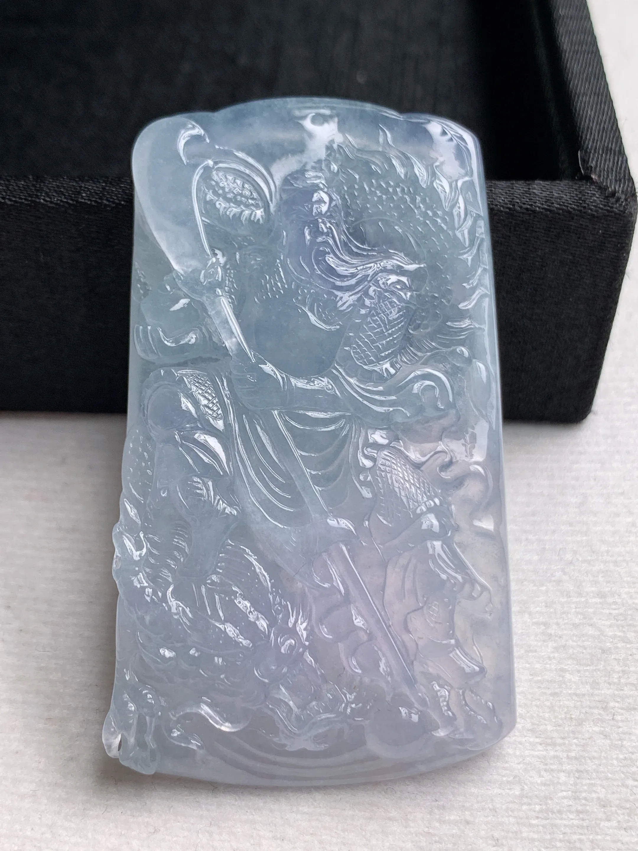 天然A货翡翠老坑冰种忠义关公吊坠