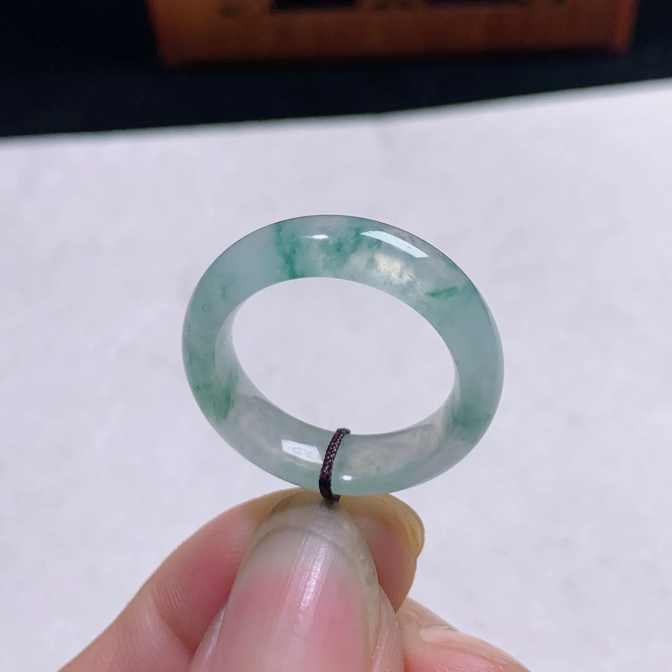 天然A货翡翠冰种飘花戒指指环 整体尺寸:19.5/7/4.1mm