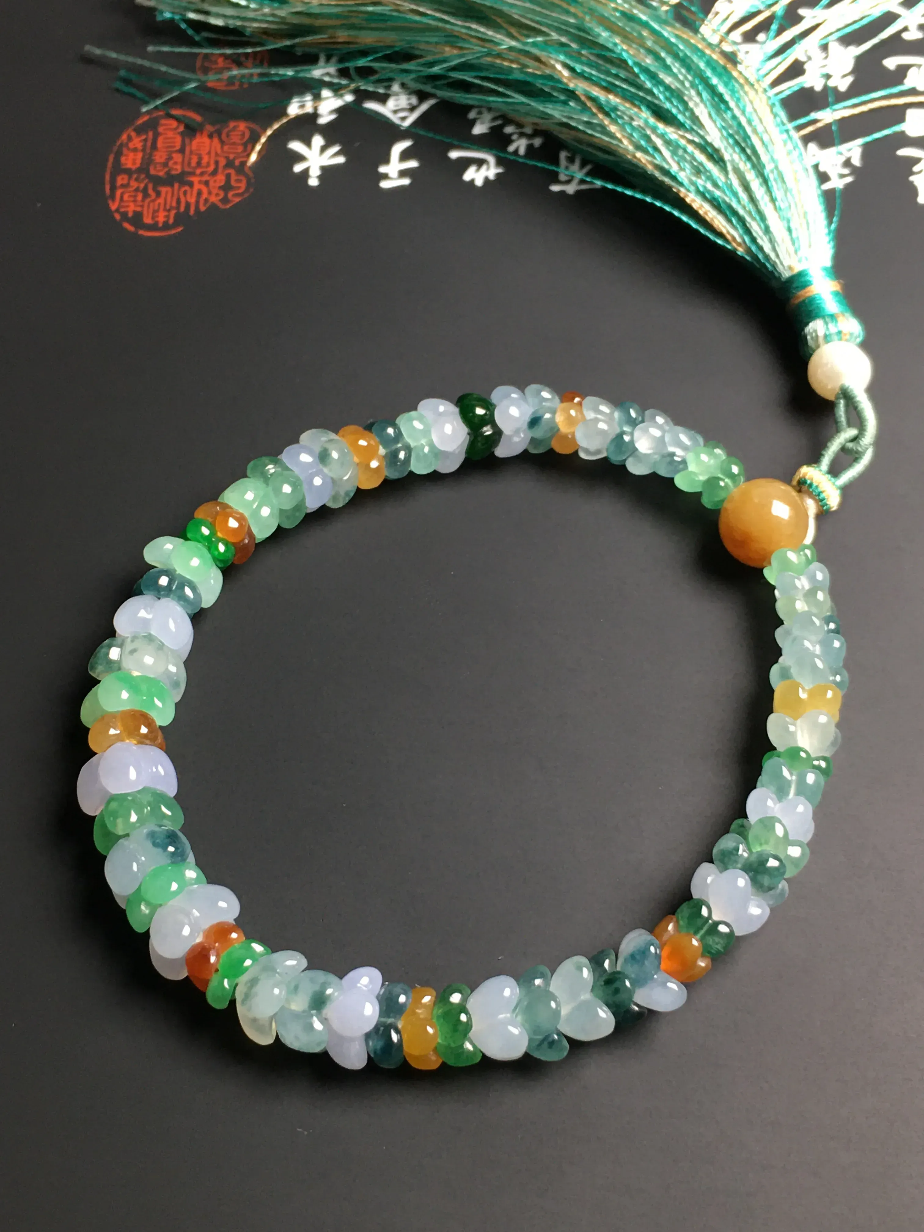 冰糯种多彩花瓣手串 色彩艳丽 款式时尚