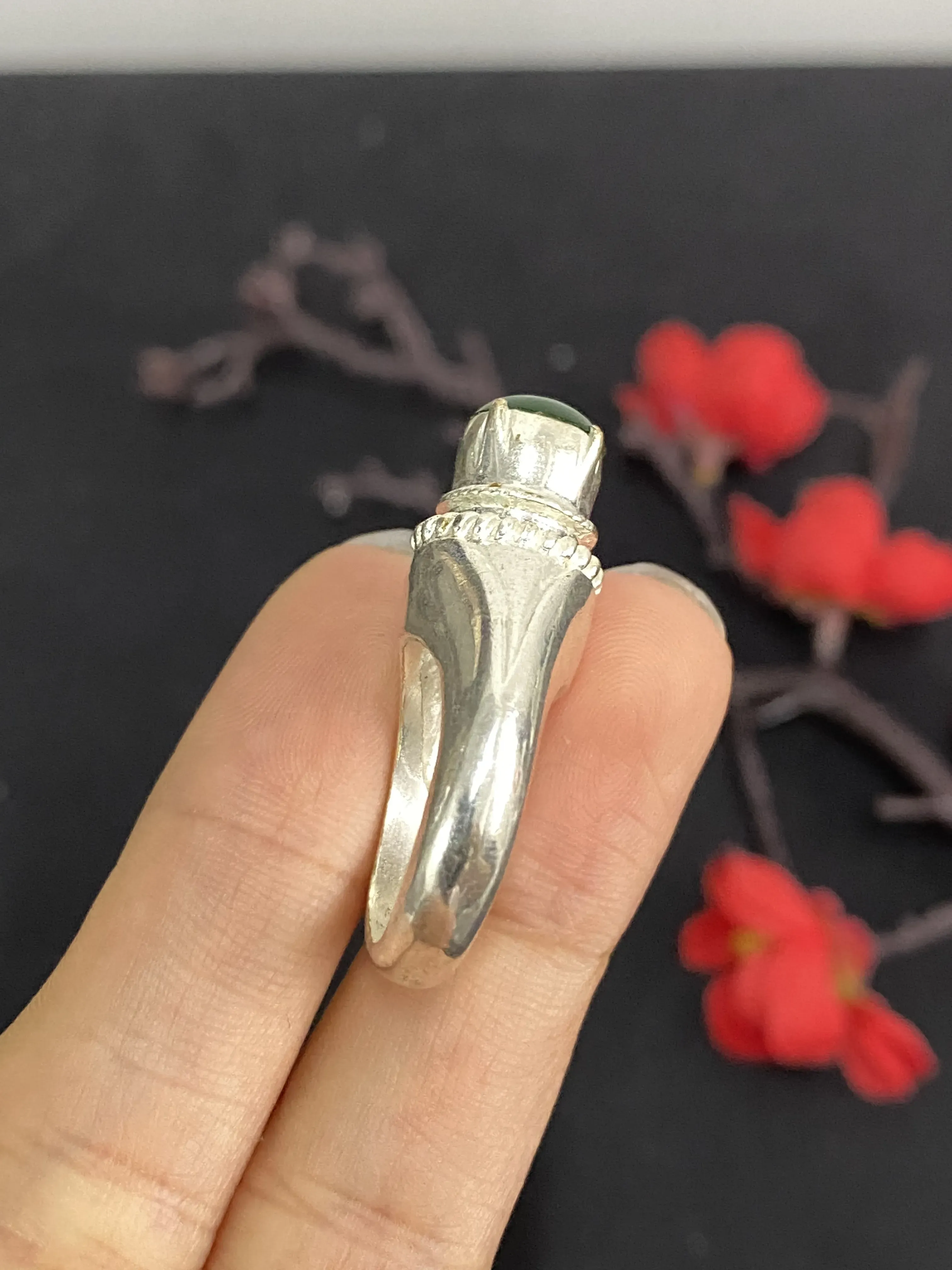 翡翠戒指，戒圈12#满色