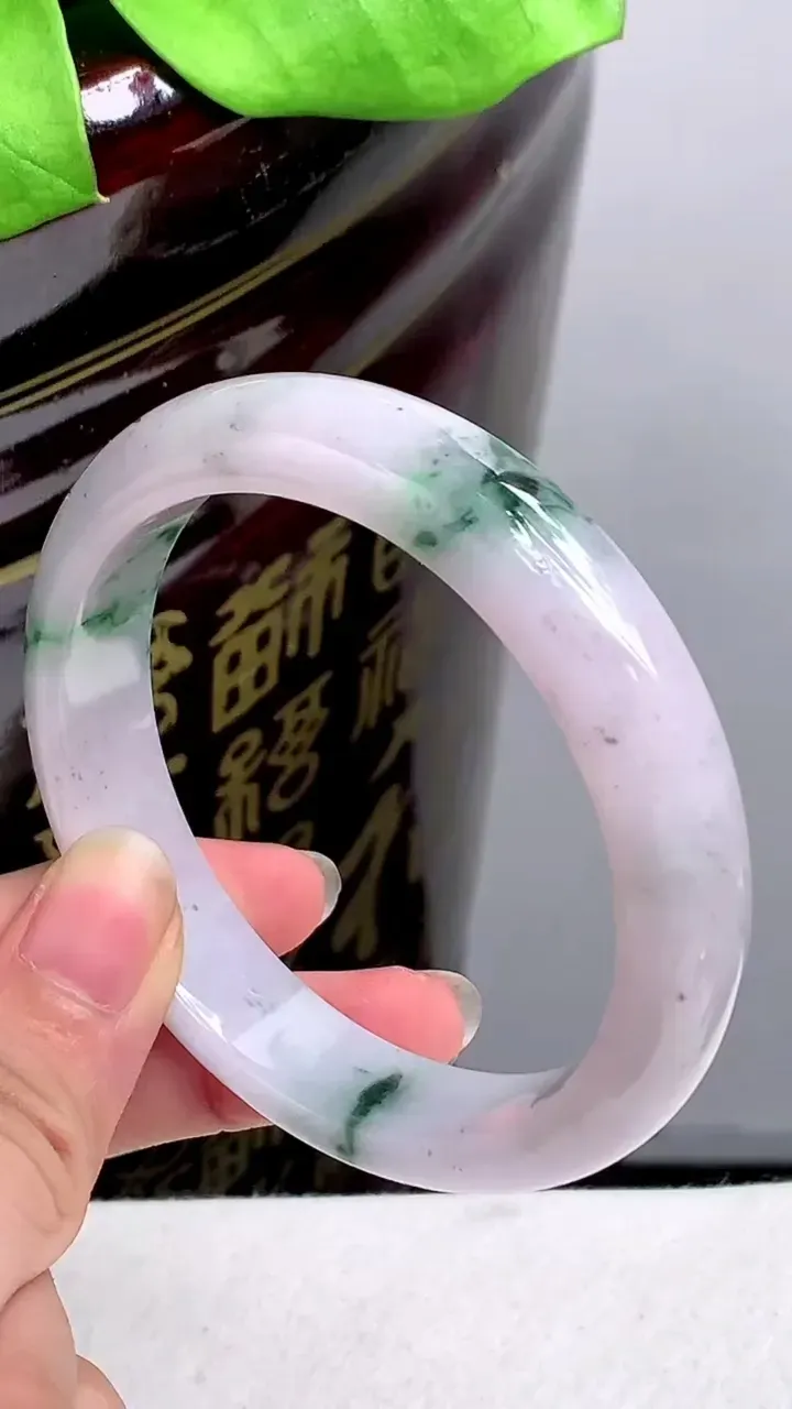 圈口58-59老坑 紫罗兰飘花宽边手镯 尺寸: 58.8-13-7.8mm 重量:58.55g H2