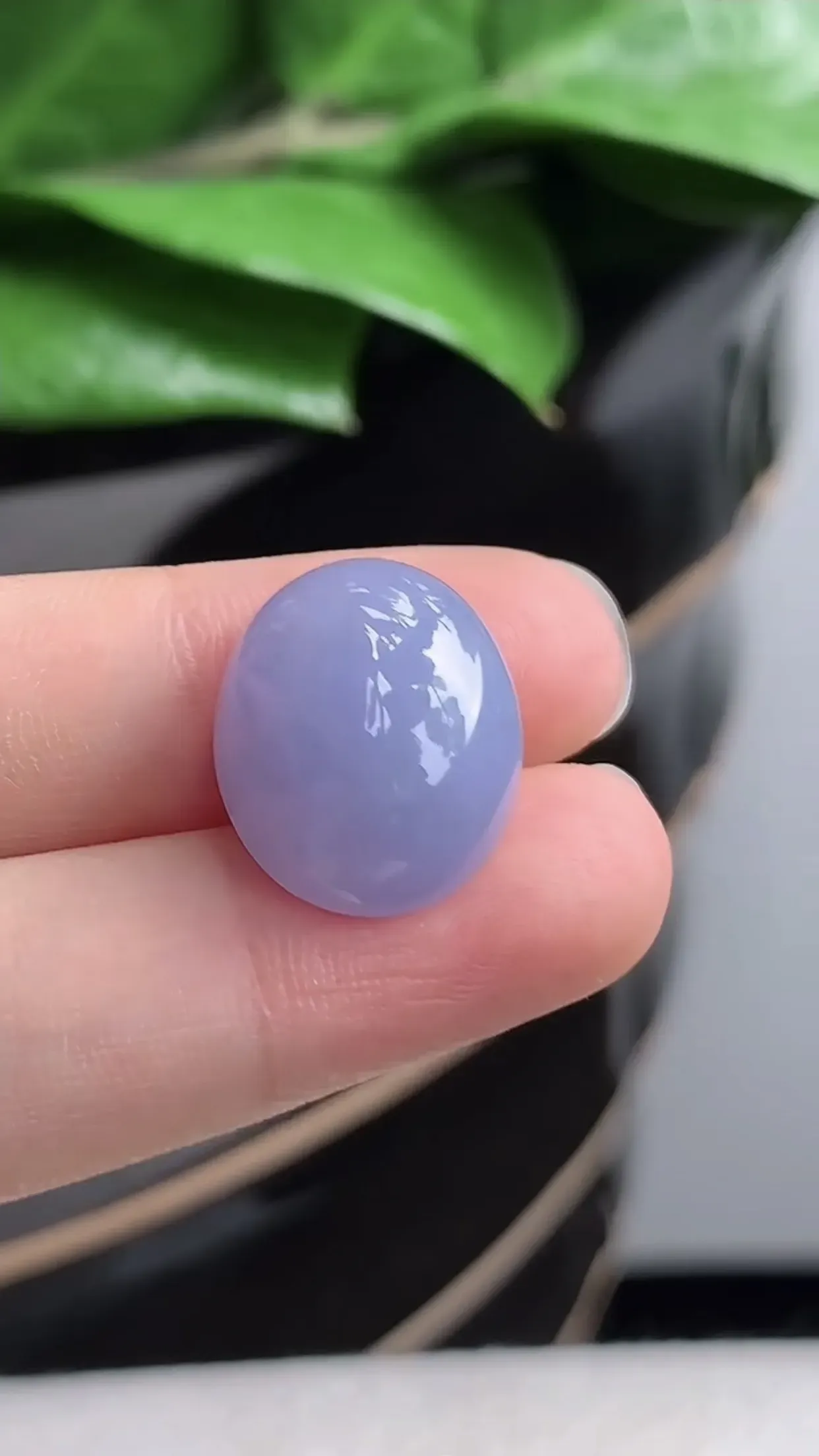 天然A货翡翠老坑冰润紫罗兰蛋面镶嵌件 尺寸17×13.9×8.7mm
