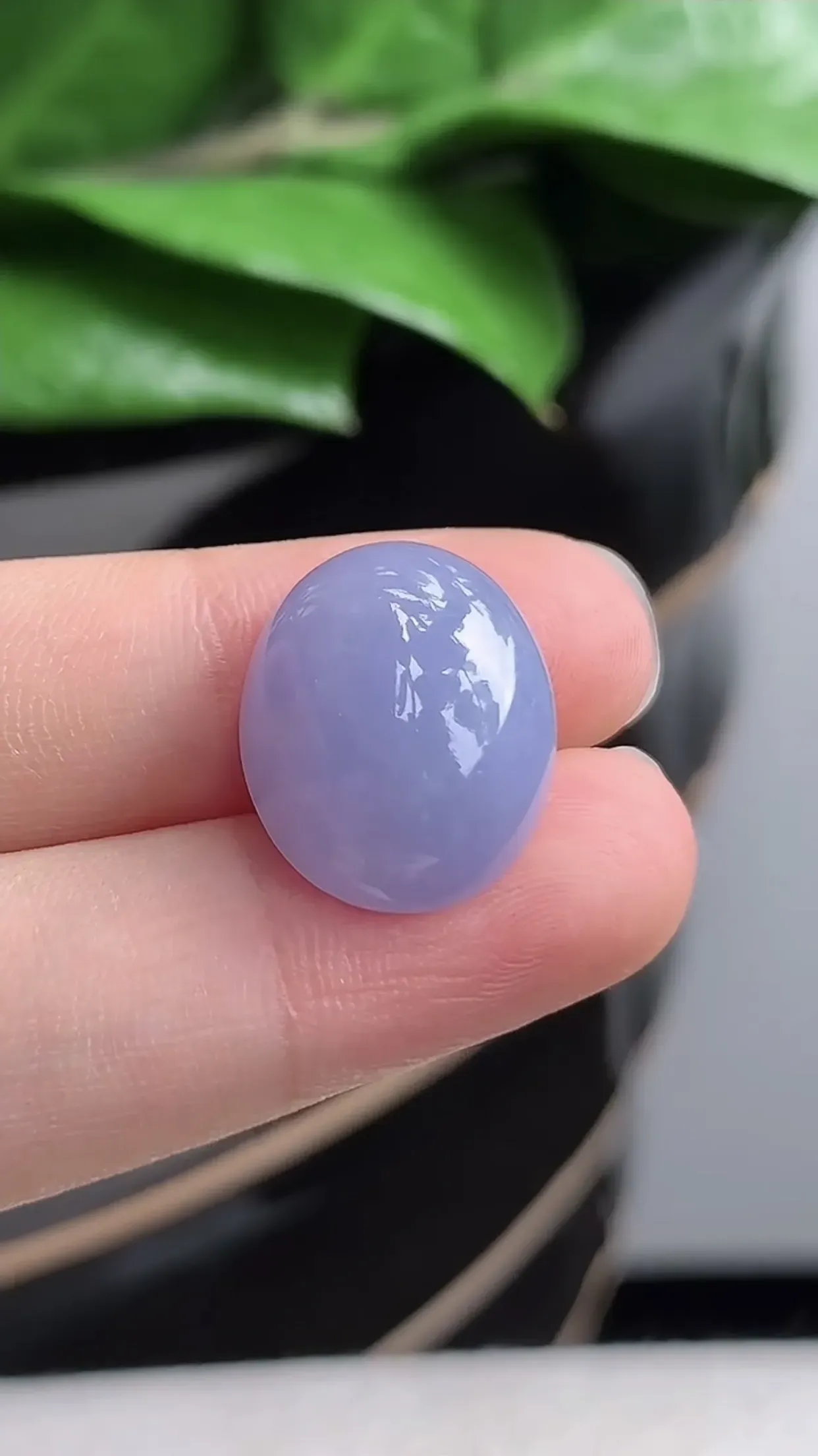 天然A货翡翠老坑冰润紫罗兰蛋面镶嵌件 尺寸17×13.9×8.7mm