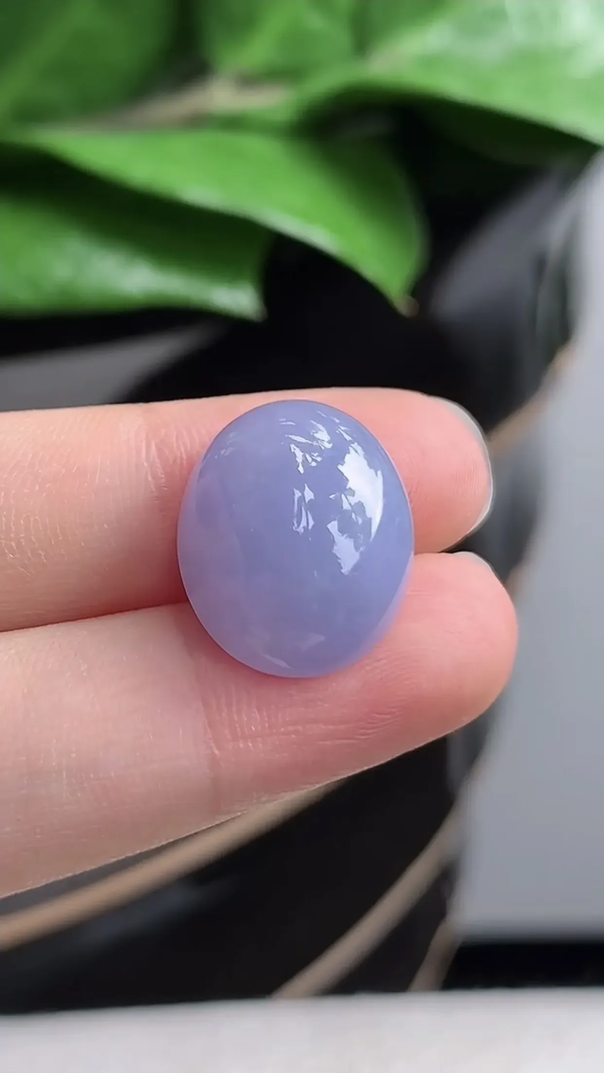 天然A货翡翠老坑冰润紫罗兰蛋面镶嵌件 尺寸17×13.9×8.7mm