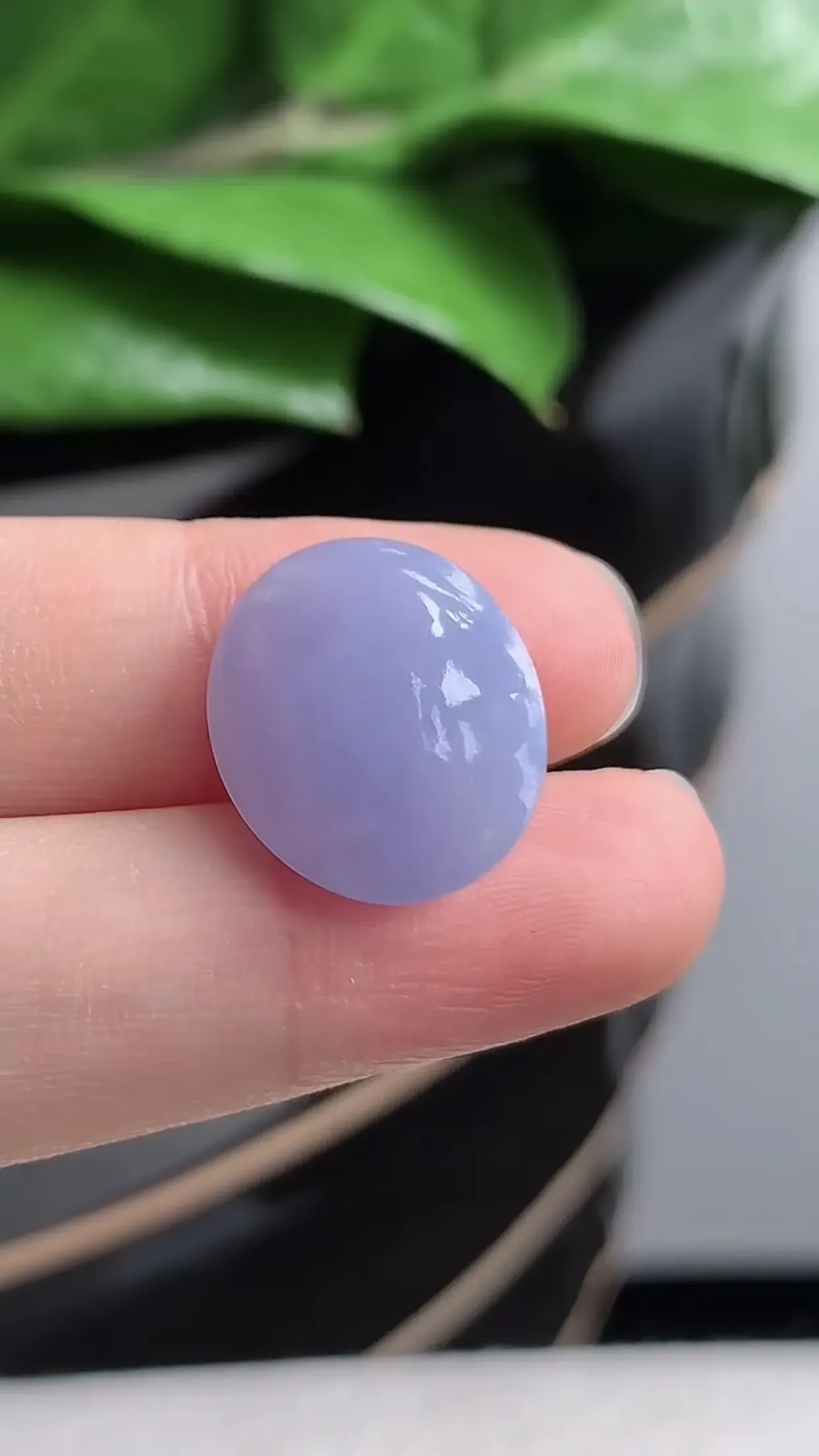 天然A货翡翠老坑冰润紫罗兰蛋面镶嵌件 尺寸17×13.9×8.7mm