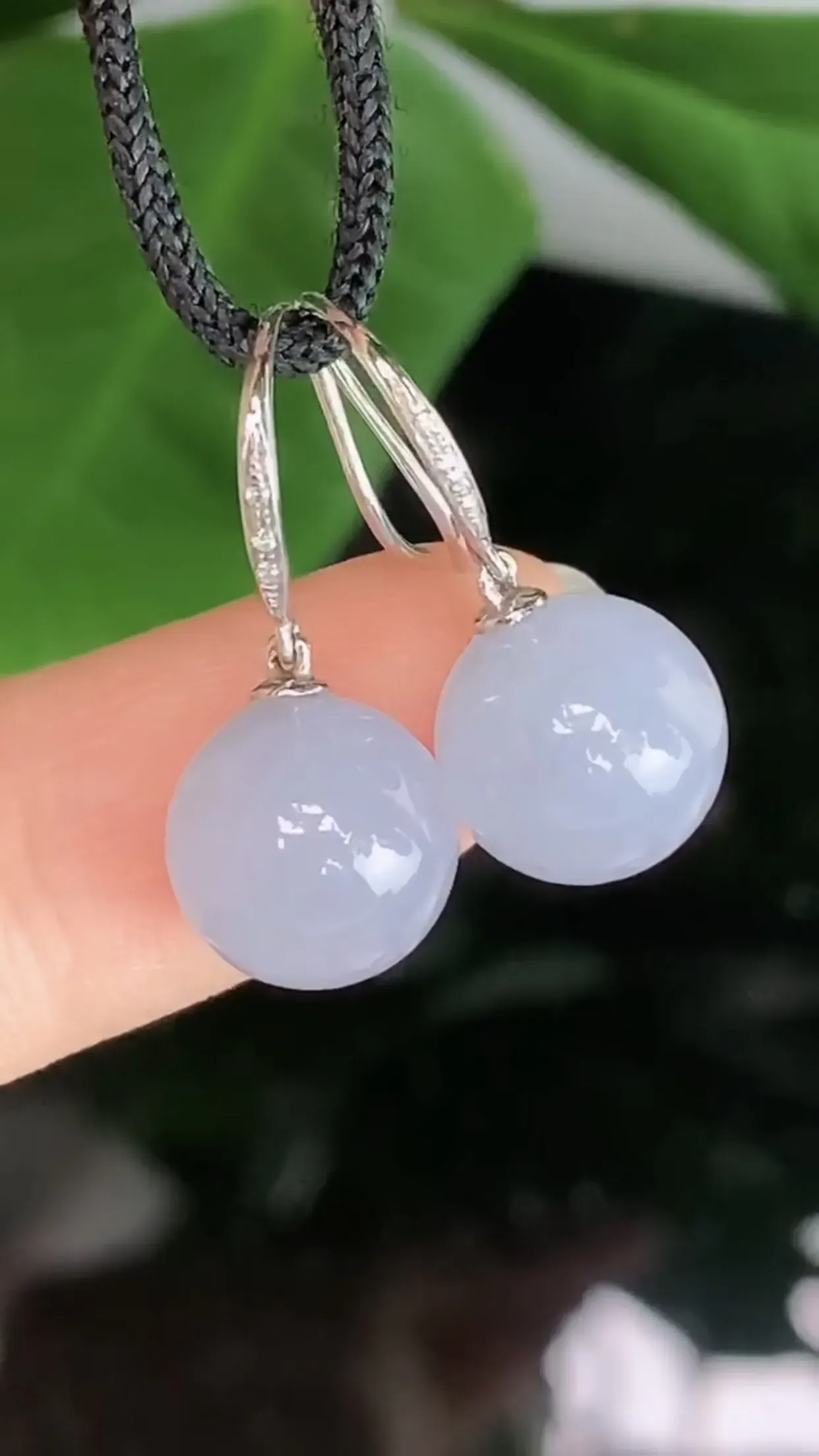 天然A货翡翠18k金冰糯种紫罗兰胶感圆珠耳坠 裸石取一10mm