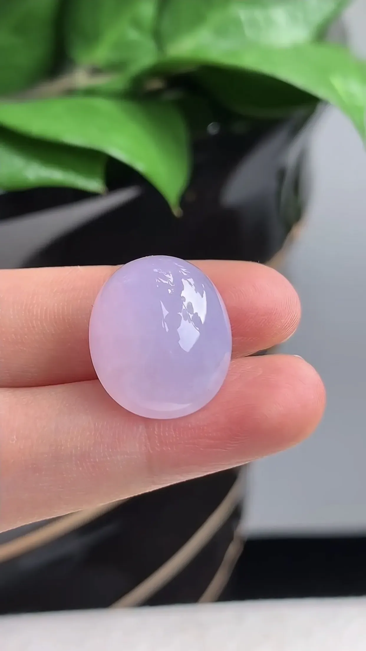 天然A货翡翠老坑冰润紫罗兰蛋面镶嵌件 尺寸18.2×15.8×10.7mm