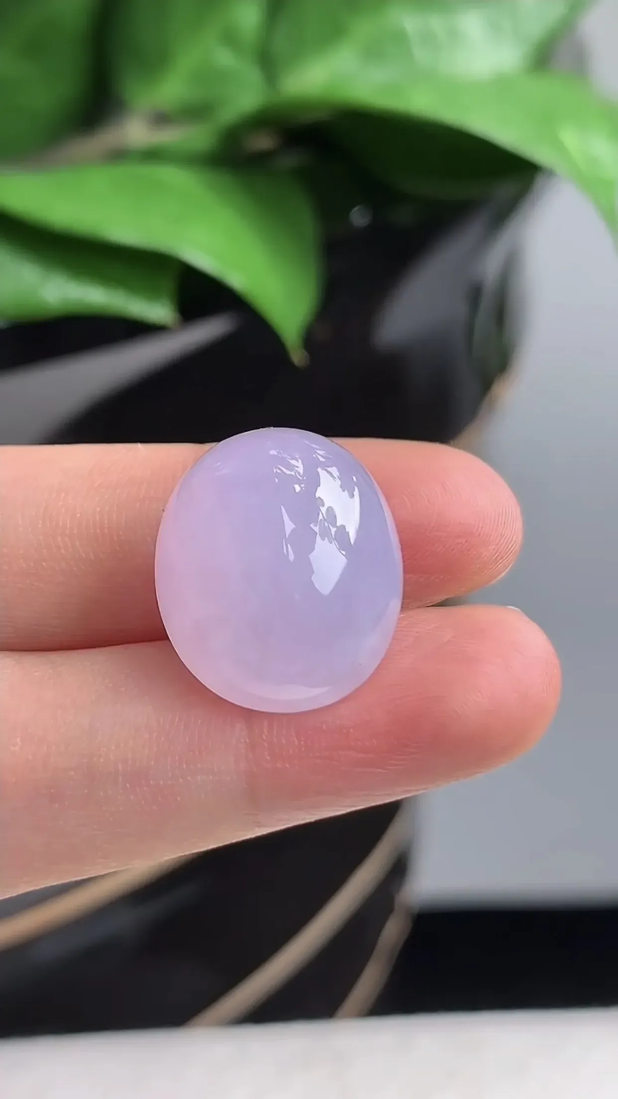 天然A货翡翠老坑冰润紫罗兰蛋面镶嵌件 尺寸18.2×15.8×10.7mm