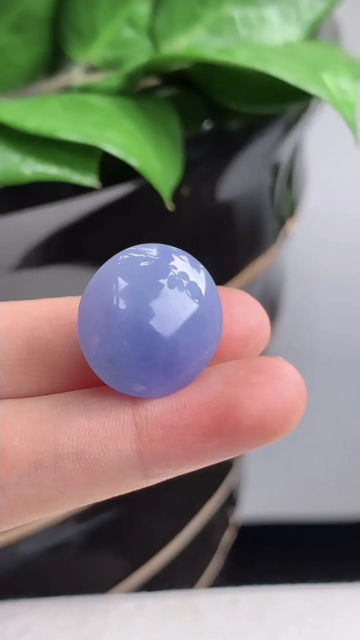 天然A货翡翠老坑冰润紫罗兰飘花蛋面镶嵌件 尺寸19×17.9×11.5mm