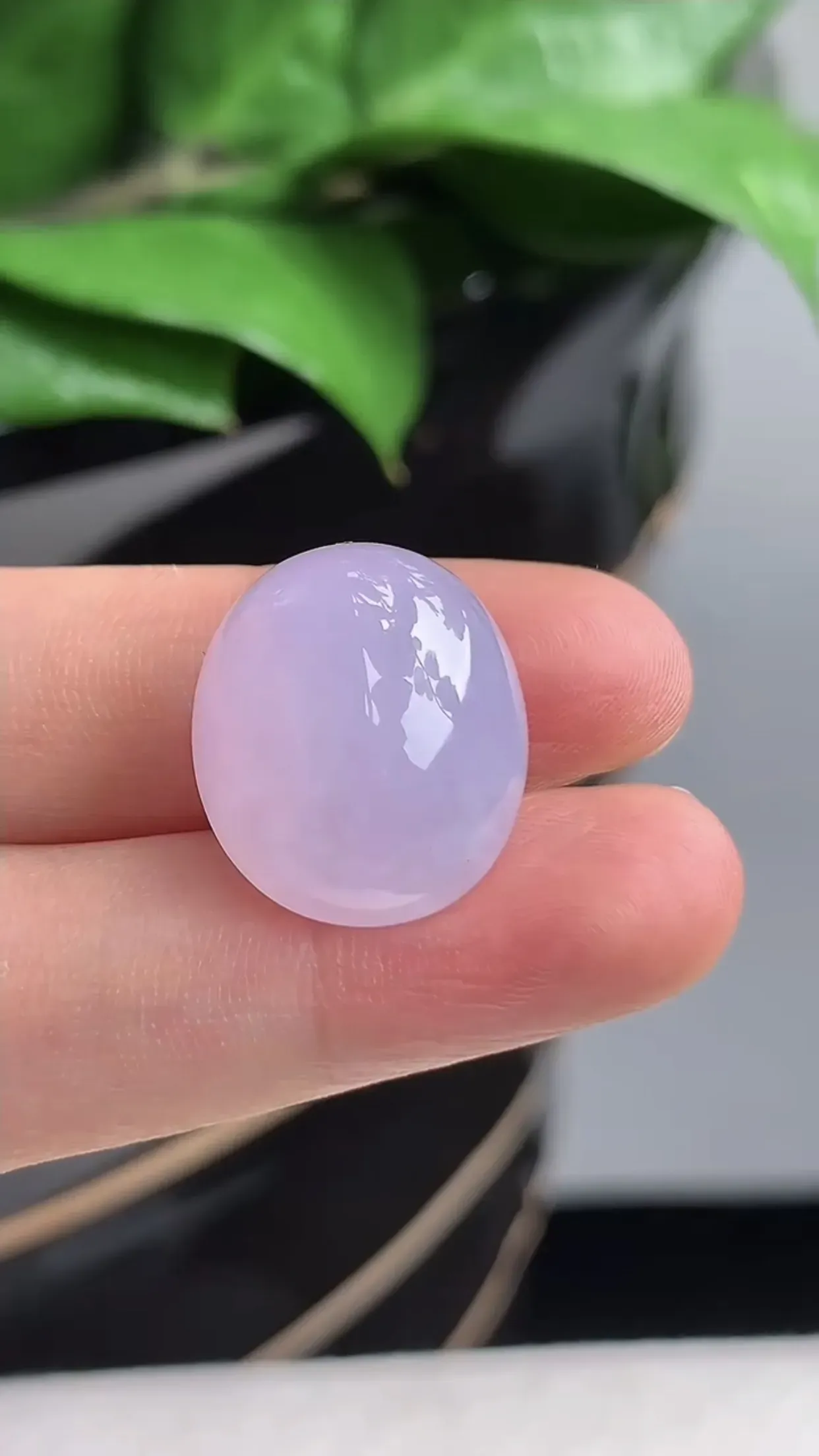 天然A货翡翠老坑冰润紫罗兰蛋面镶嵌件 尺寸18.2×15.8×10.7mm