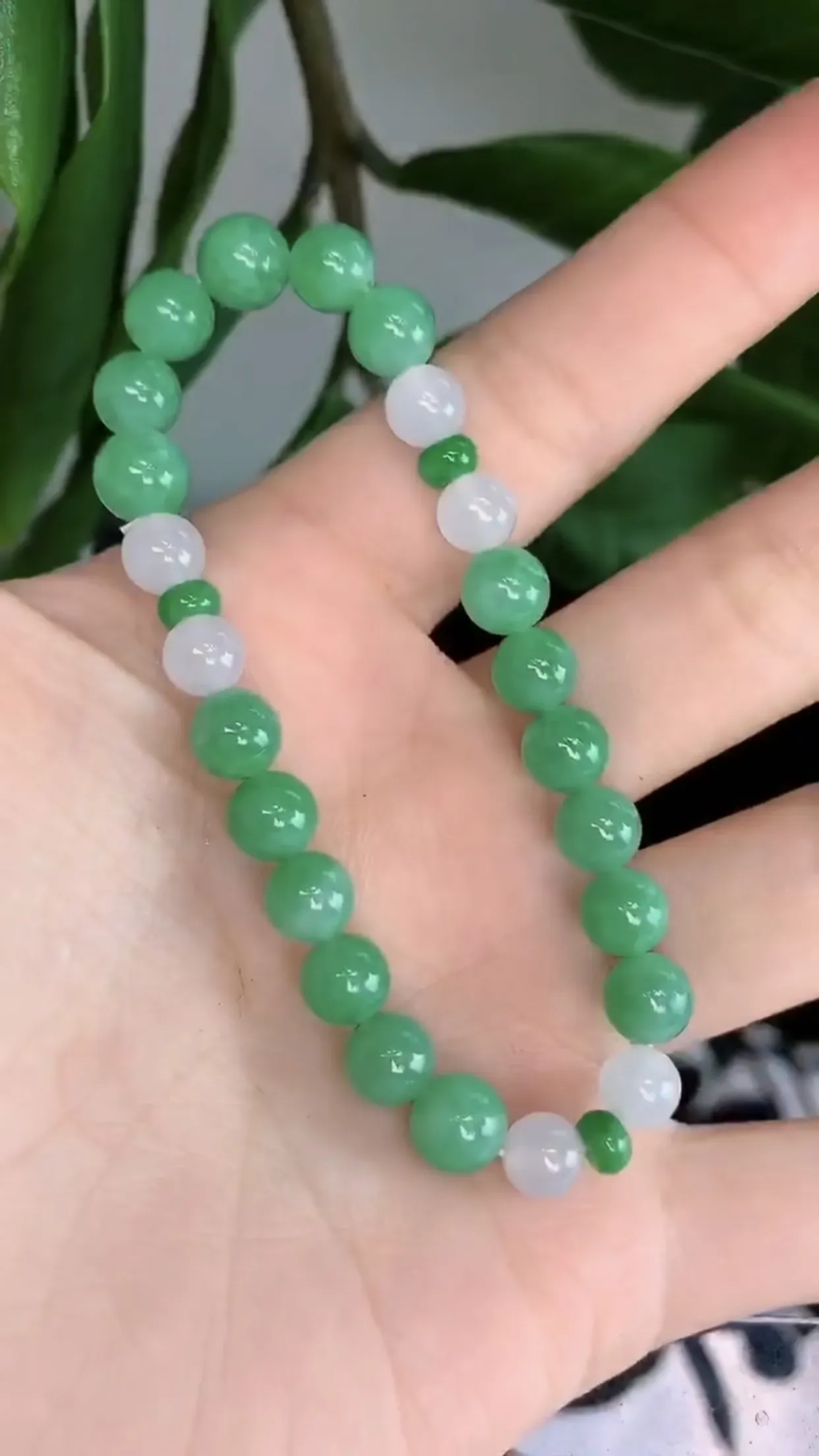 天然A货翡翠冰糯种胶感圆珠手串手链 尺寸取一7mm