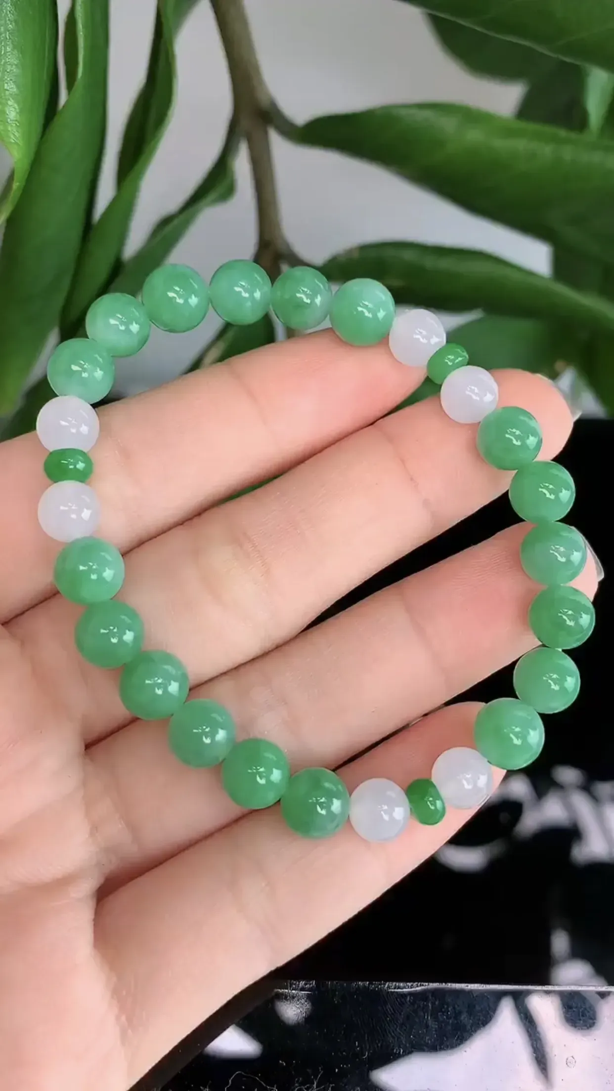 天然A货翡翠冰糯种胶感圆珠手串手链 尺寸取一7mm