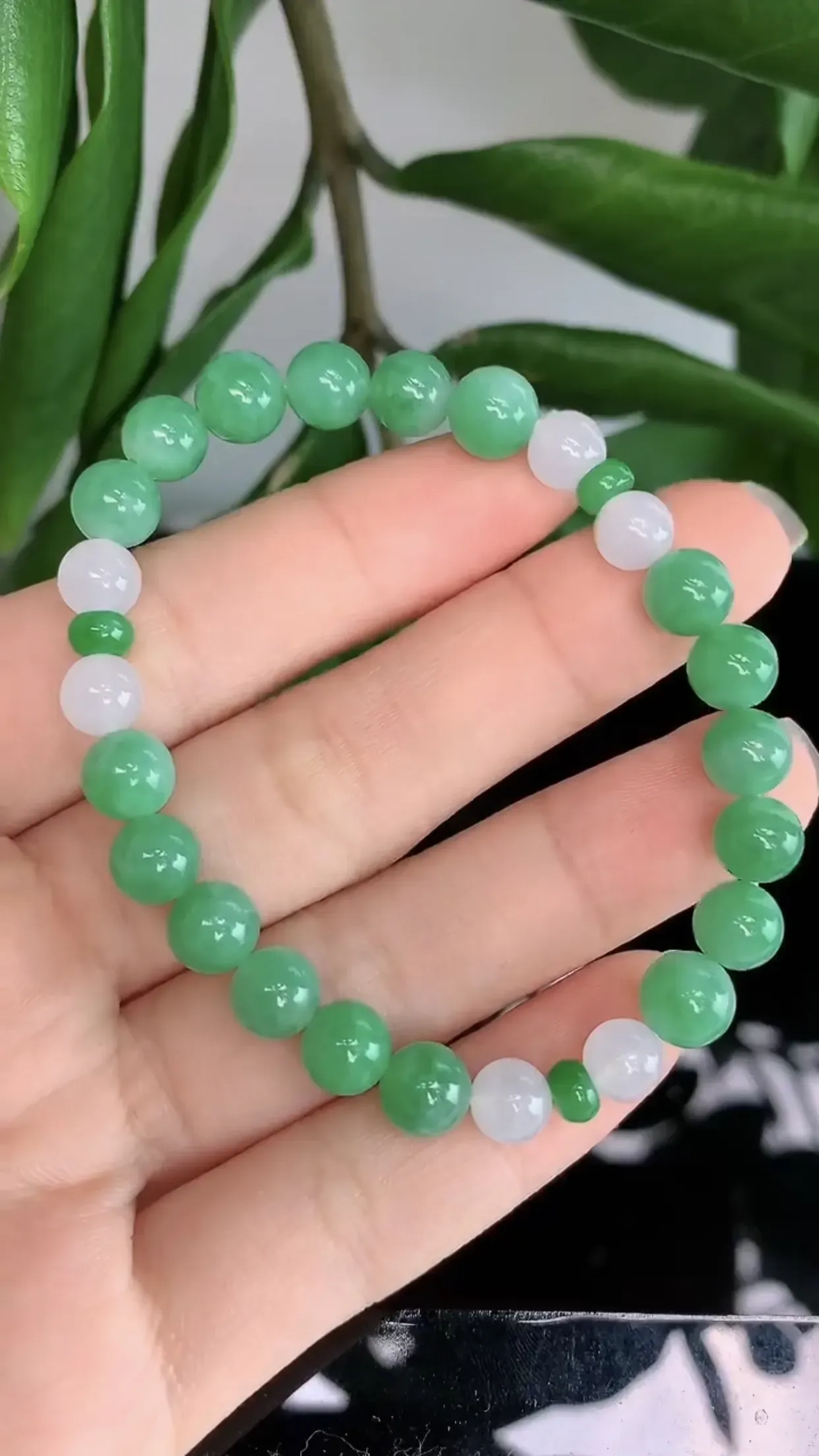 天然A货翡翠冰糯种胶感圆珠手串手链 尺寸取一7mm