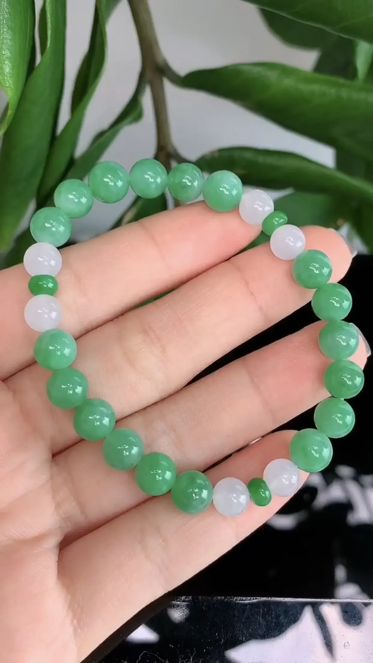 天然A货翡翠冰糯种胶感圆珠手串手链 尺寸取一7mm