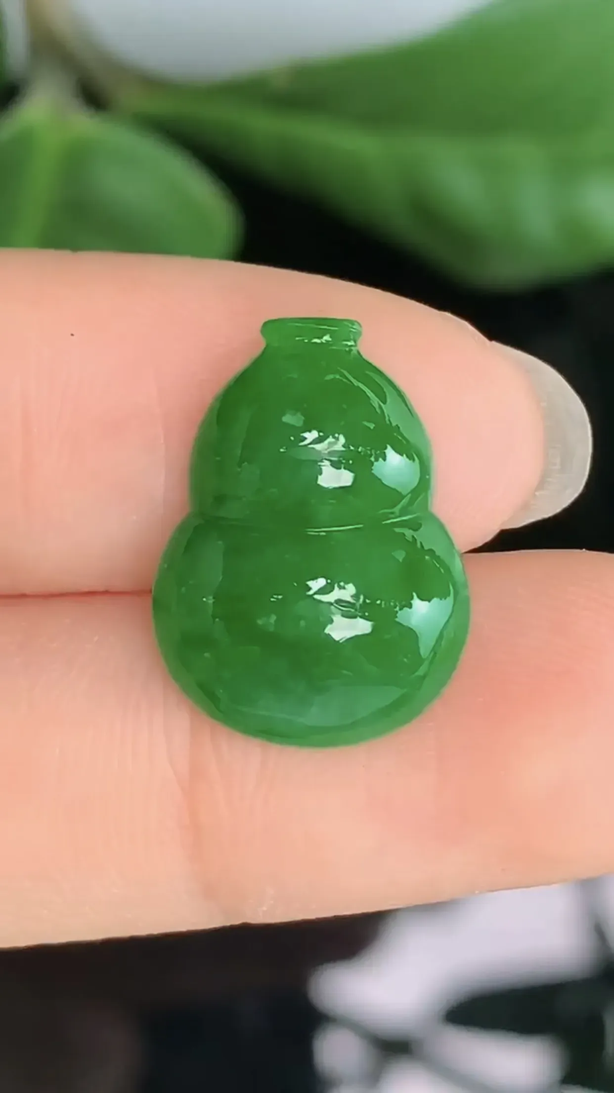 天然A货翡翠冰糯种满绿葫芦蛋面裸石 可代镶嵌 尺寸18-13-5.5mm