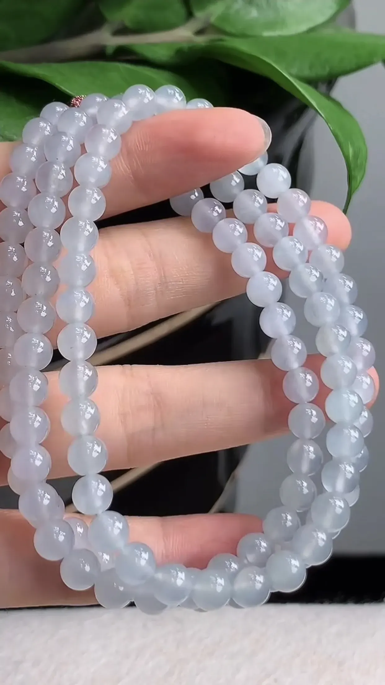 天然A货翡翠老坑冰种圆珠项链毛衣链 共108颗 尺寸5.8mm