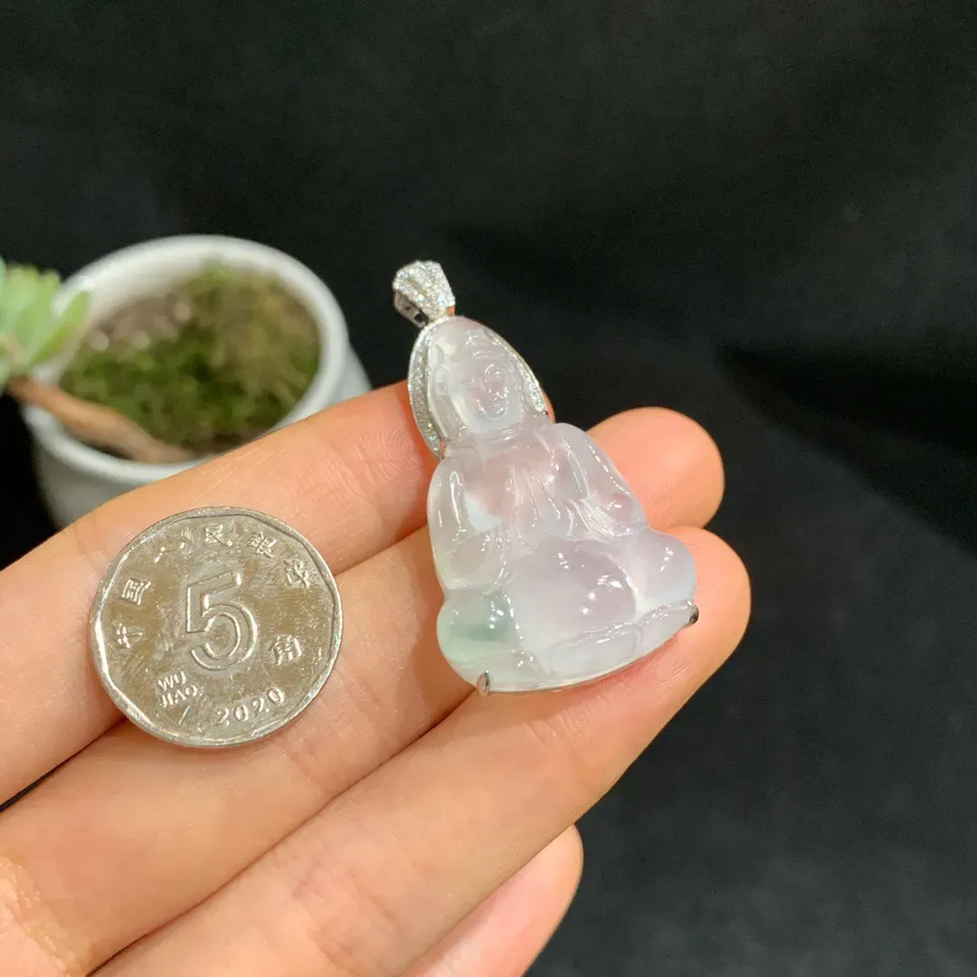 冰种飘花观音吊坠