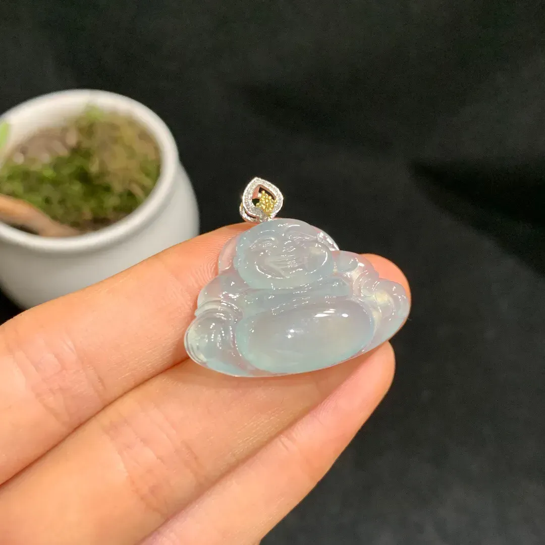 冰种蓝晴佛公吊坠