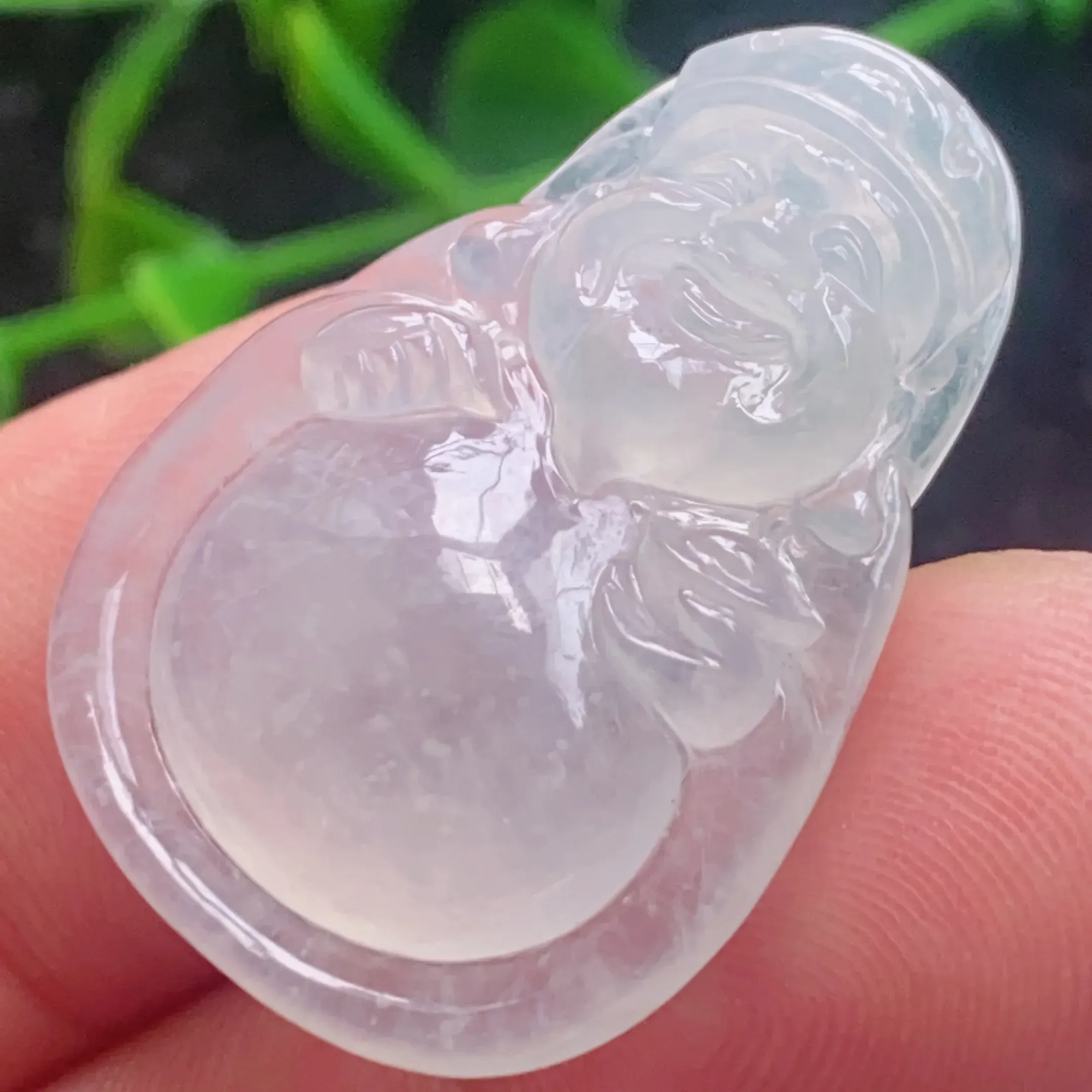 自然光实拍！冰种白冰财神爷吊坠，种老水足  玉质细腻.揭阳工雕工精美，佩戴高雅迷人！zyt 尺寸31.5*23*6.5mm，未打孔