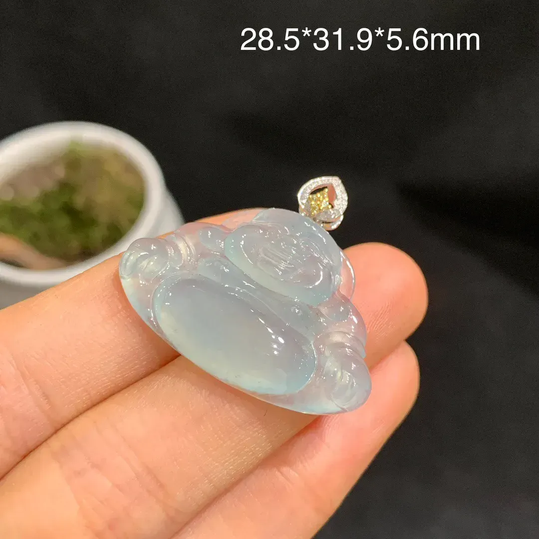 冰种蓝晴佛公吊坠