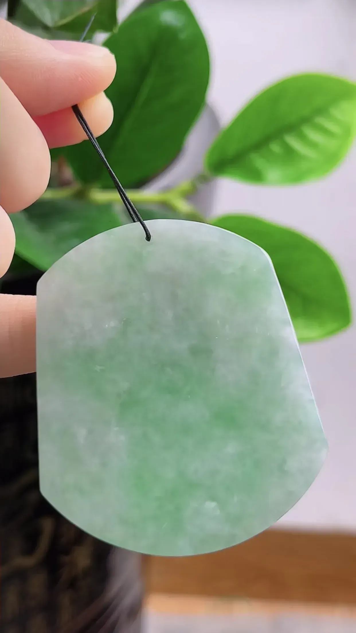 缅甸玉天然A货翡翠  老坑料起胶冰润飘绿生肖虎牌挂件 精美水润 色泽鲜艳 种老水头足 料子细腻光滑 佩戴效果佳 尺寸：52-42.7-6mm  y27.49