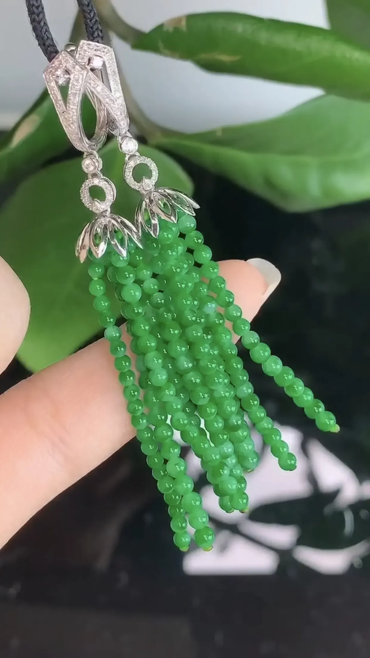【限时特惠】天然A货翡翠18k金冰糯种飘阳绿全胶感圆珠耳坠一对 裸石取一2.8mm