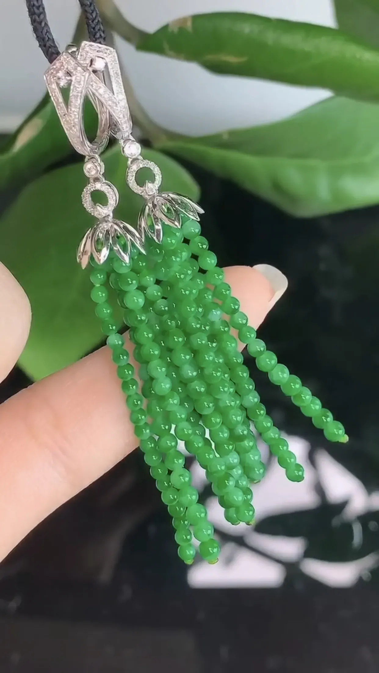 【限时特惠】天然A货翡翠18k金冰糯种飘阳绿全胶感圆珠耳坠一对 裸石取一2.8mm