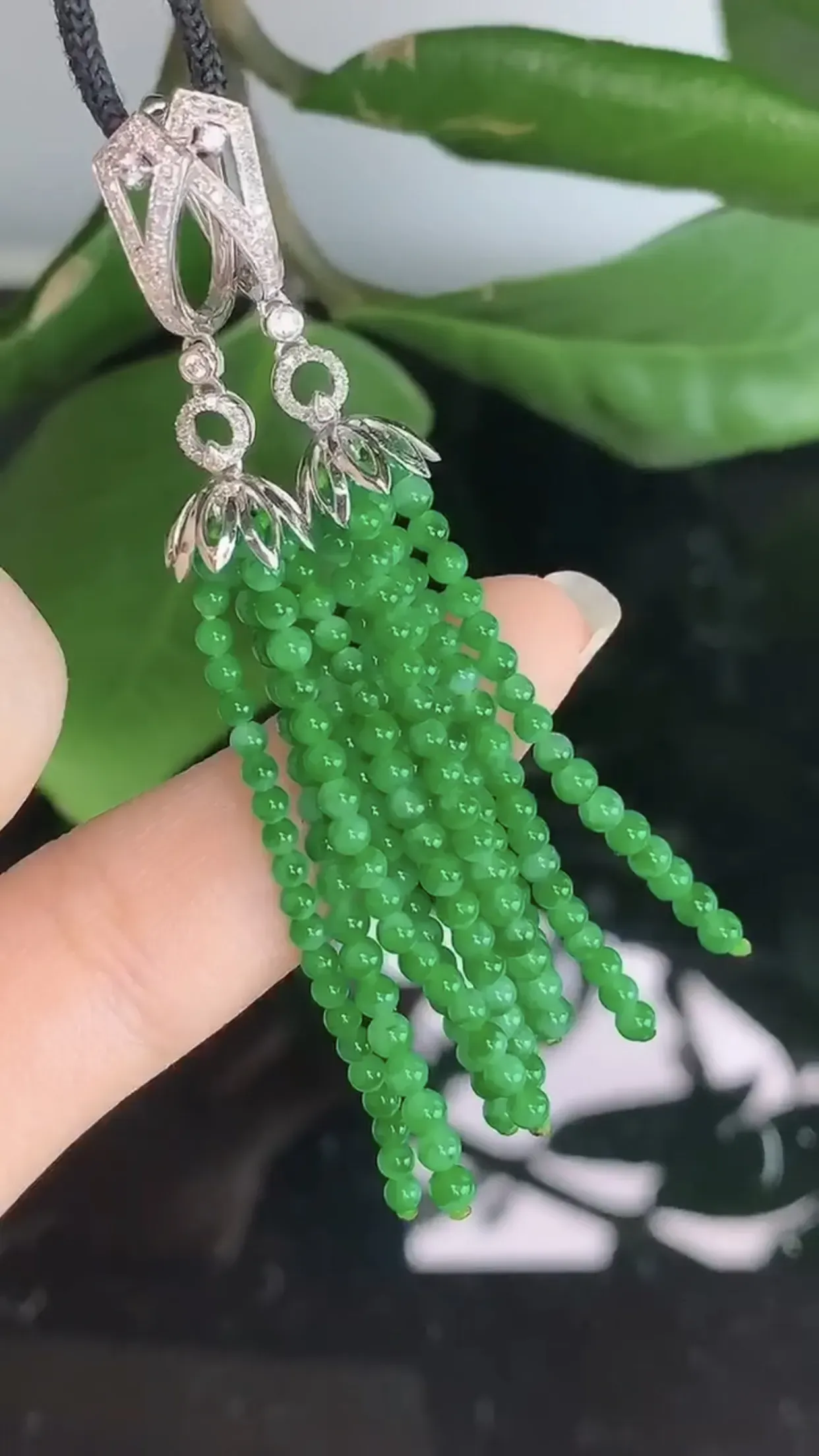 【限时特惠】天然A货翡翠18k金冰糯种飘阳绿全胶感圆珠耳坠一对 裸石取一2.8mm