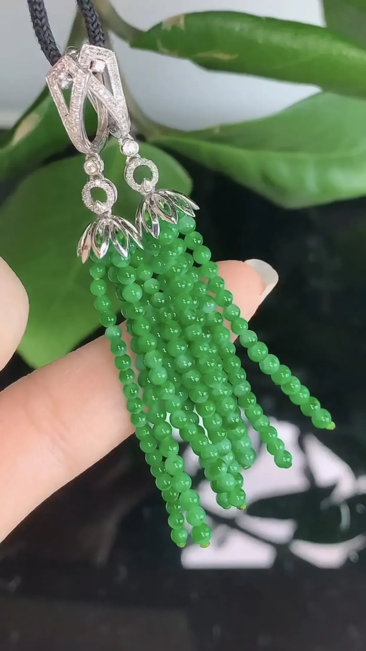 【限时特惠】天然A货翡翠18k金冰糯种飘阳绿全胶感圆珠耳坠一对 裸石取一2.8mm