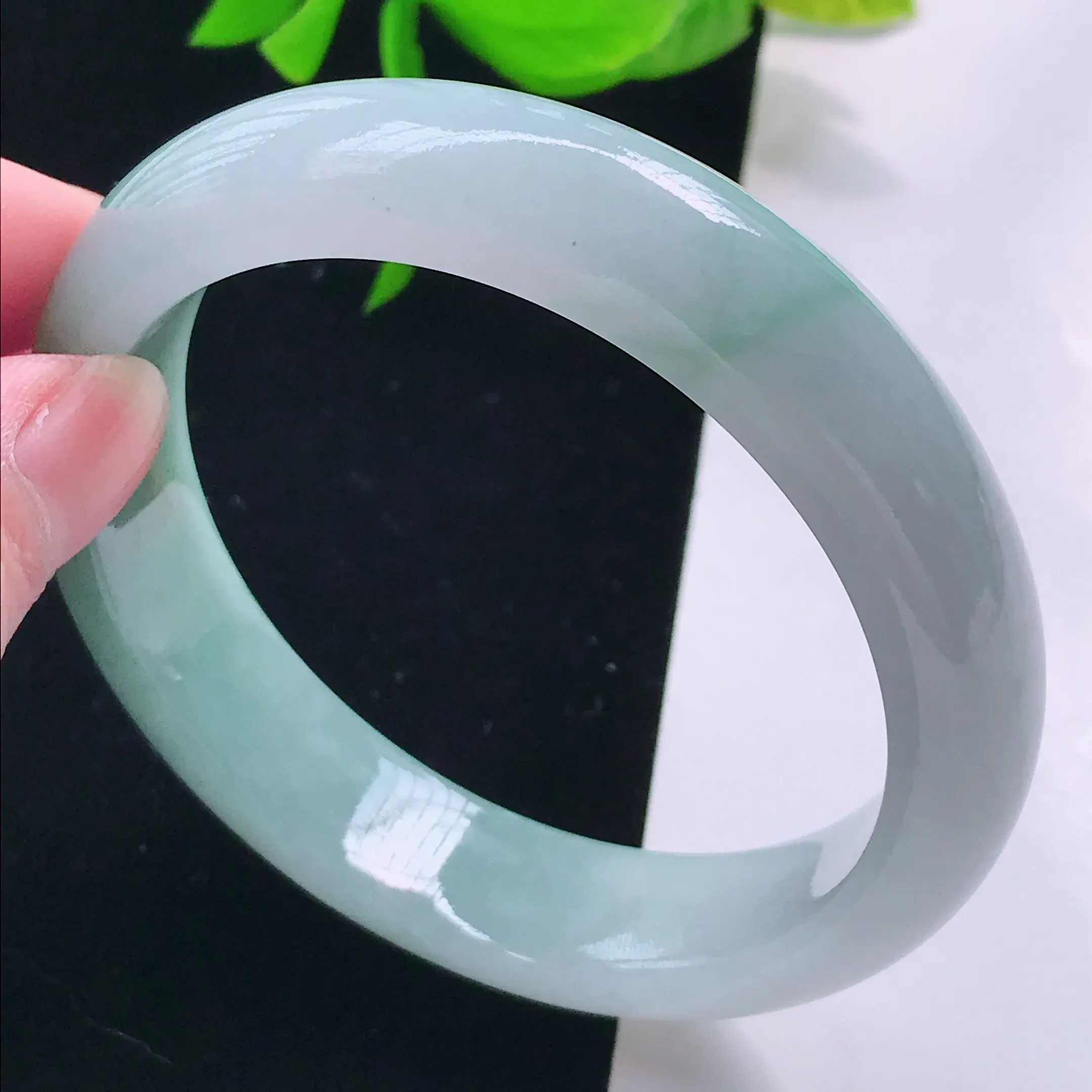 【限时特惠】正圈56.9mm a货翡翠飘花精美正圈翡翠手镯 圈口56.9/13.2/8.1 种老水足 上手漂亮