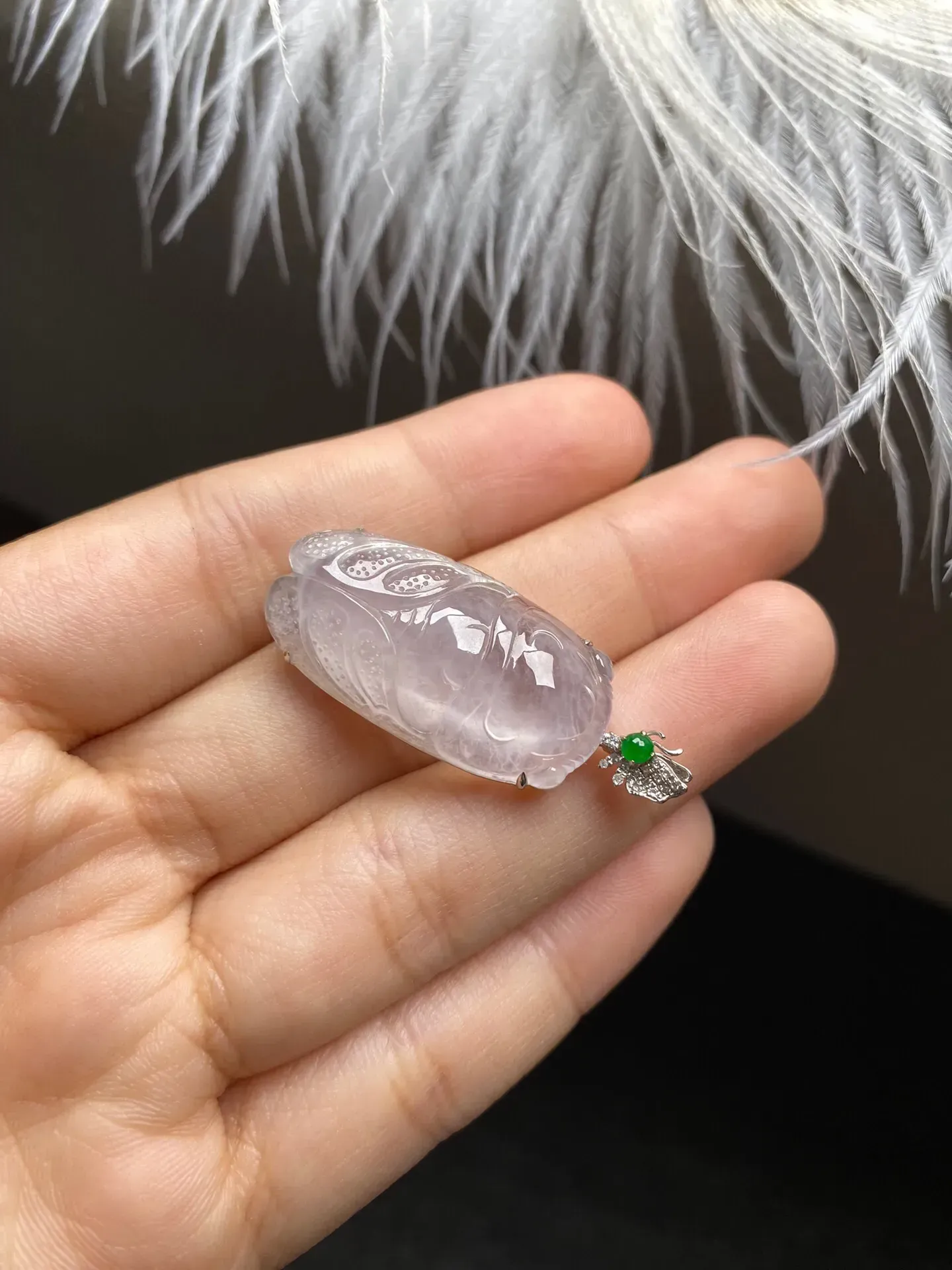 高冰种一鸣惊人吊坠 尺寸30.3-15.8-6.8毫米