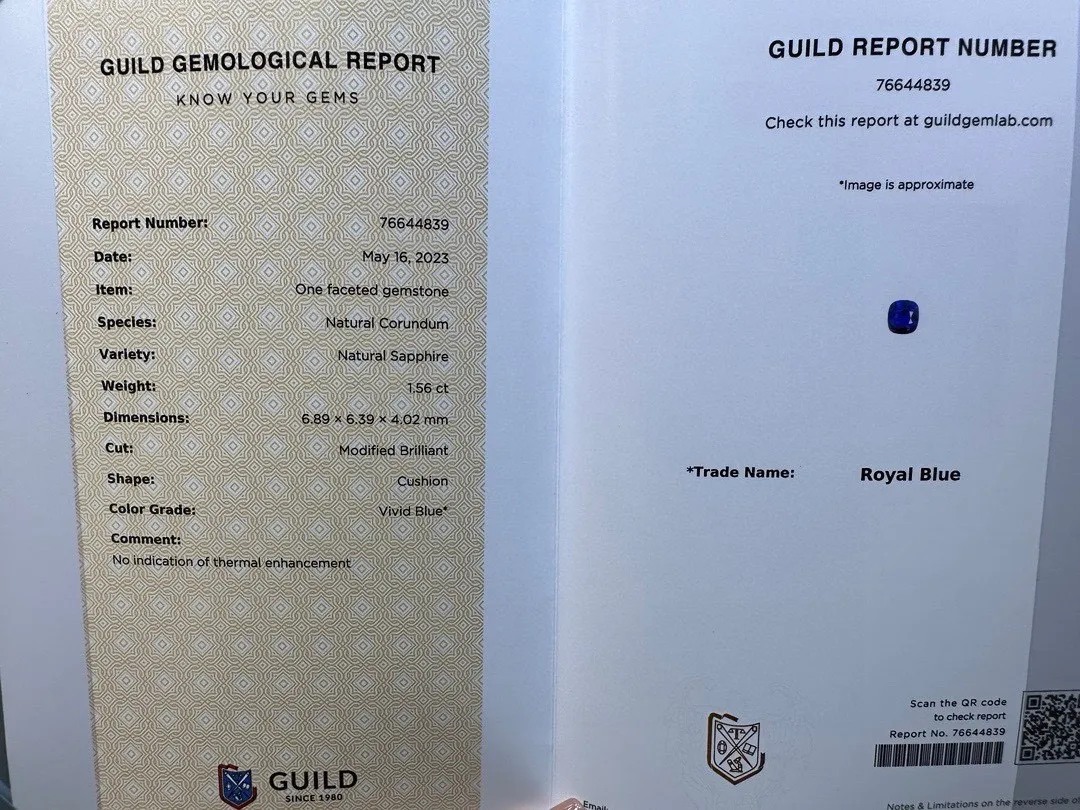 精品新货 1.56克拉蓝宝石皇家蓝 火爆亮色无暗域 满彩不露底 实物更靓丽 喜欢的速度 GUILD证书-4839