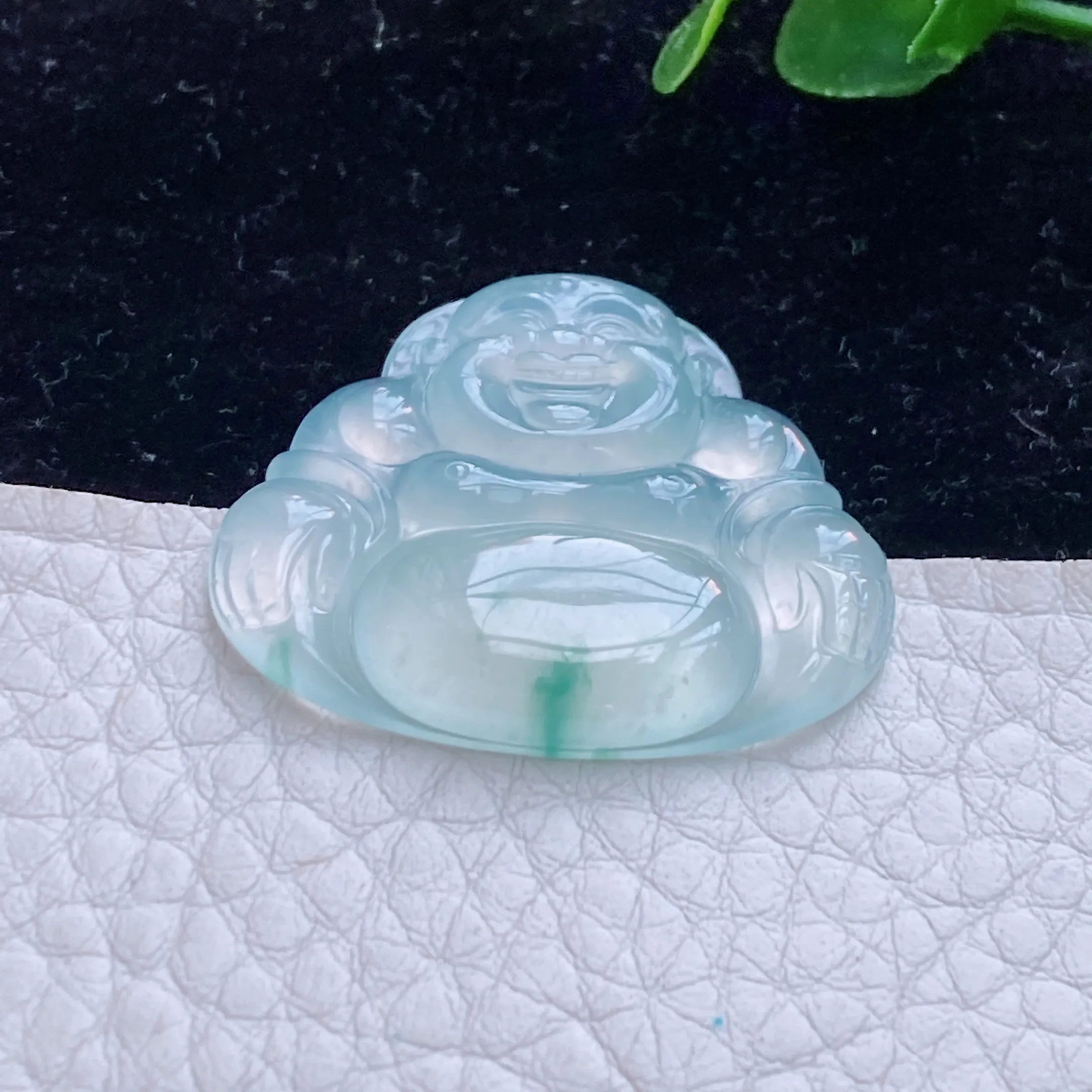 缅甸翡翠A货高冰佛公 开心佛玉坠  冰玻飘花大肚佛玉吊坠 暂无打孔！ljm尺寸:27.1*31.8*4.5mm