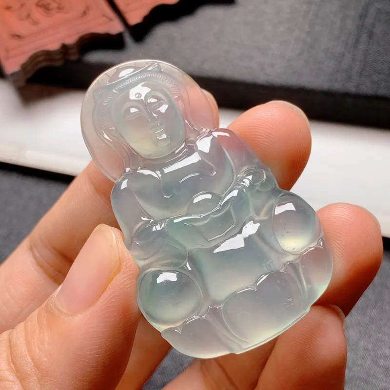 【冰晴底观音】尺寸51*32*6.5 老坑种水，纯净细腻，通透无比，清澈水灵，泛荧光，果冻感十足