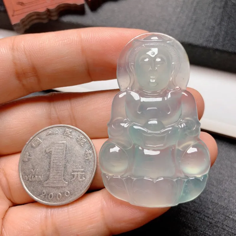 【冰晴底观音】尺寸51*32*6.5 老坑种水，纯净细腻，通透无比，清澈水灵，泛荧光，果冻感十足