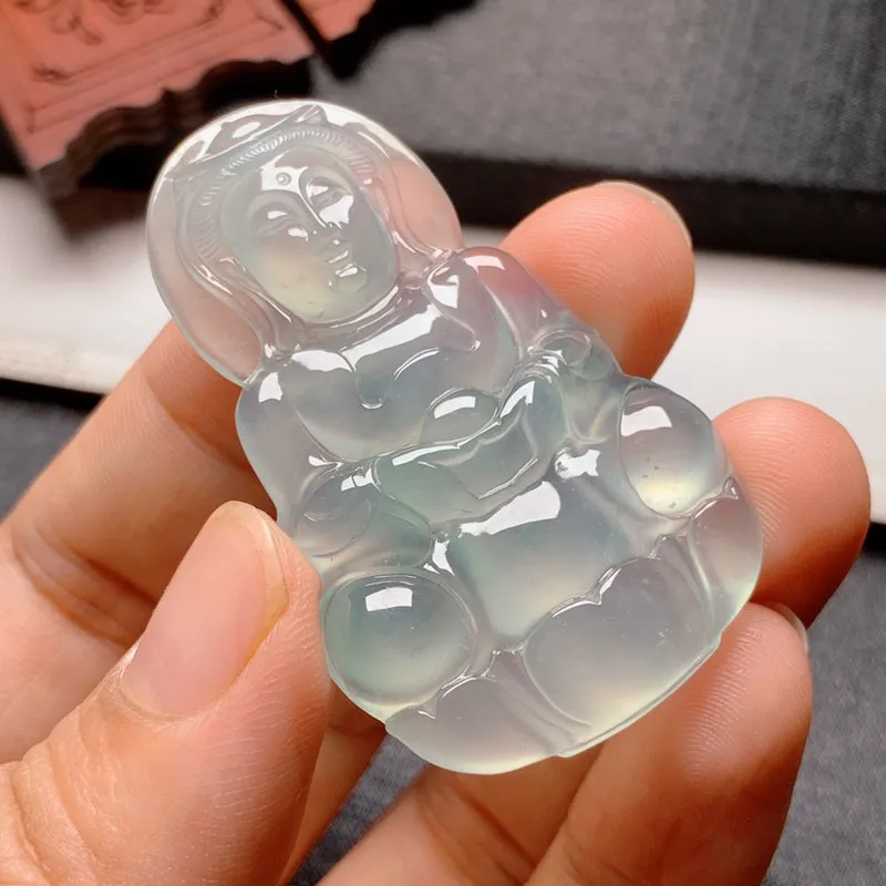 【冰晴底观音】尺寸51*32*6.5 老坑种水，纯净细腻，通透无比，清澈水灵，泛荧光，果冻感十足