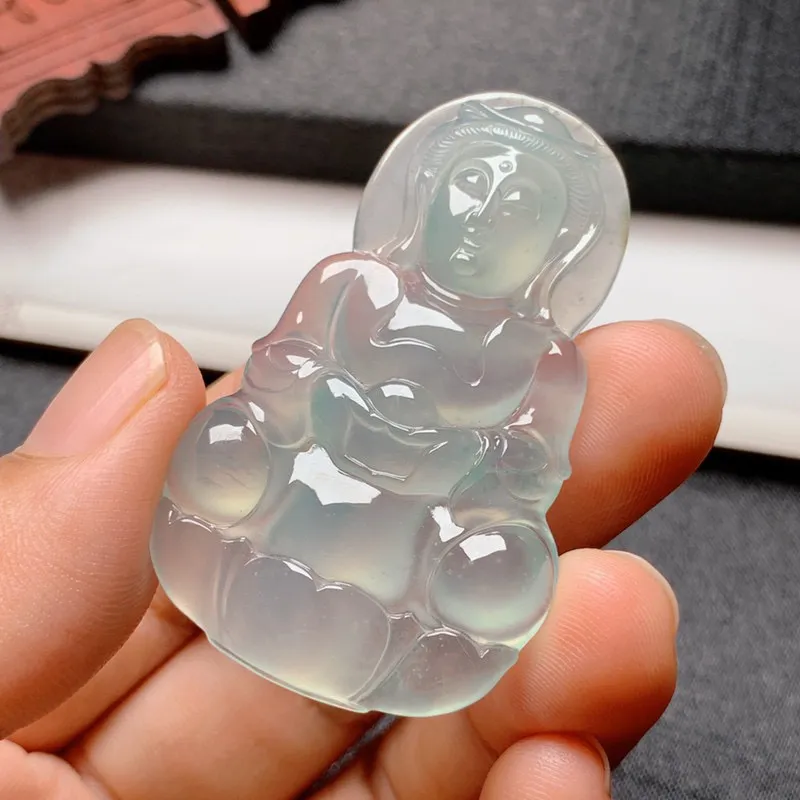 【冰晴底观音】尺寸51*32*6.5 老坑种水，纯净细腻，通透无比，清澈水灵，泛荧光，果冻感十足