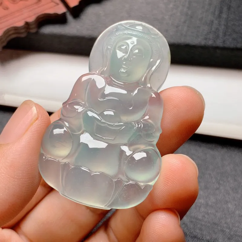 【冰晴底观音】尺寸51*32*6.5 老坑种水，纯净细腻，通透无比，清澈水灵，泛荧光，果冻感十足