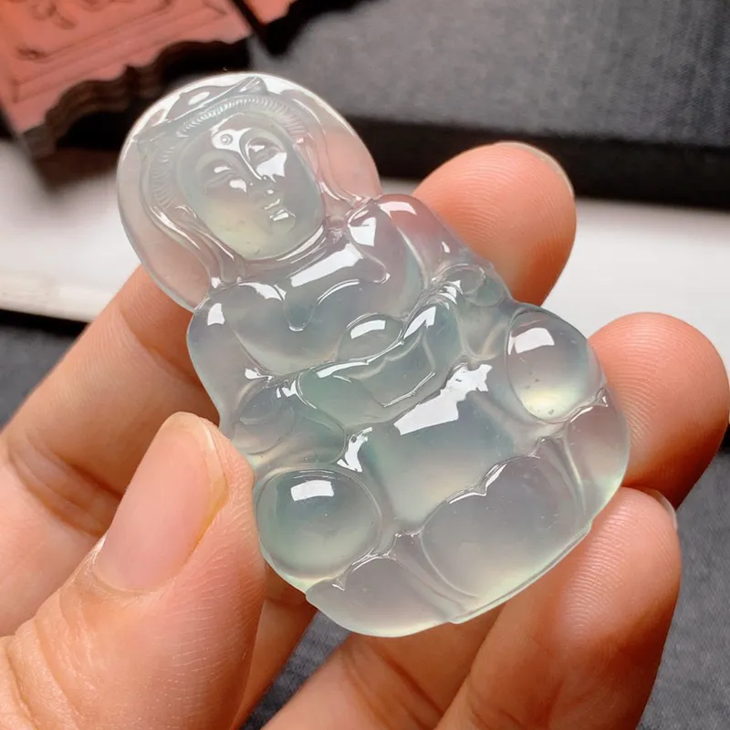 【冰晴底观音】尺寸51*32*6.5 老坑种水，纯净细腻，通透无比，清澈水灵，泛荧光，果冻感十足