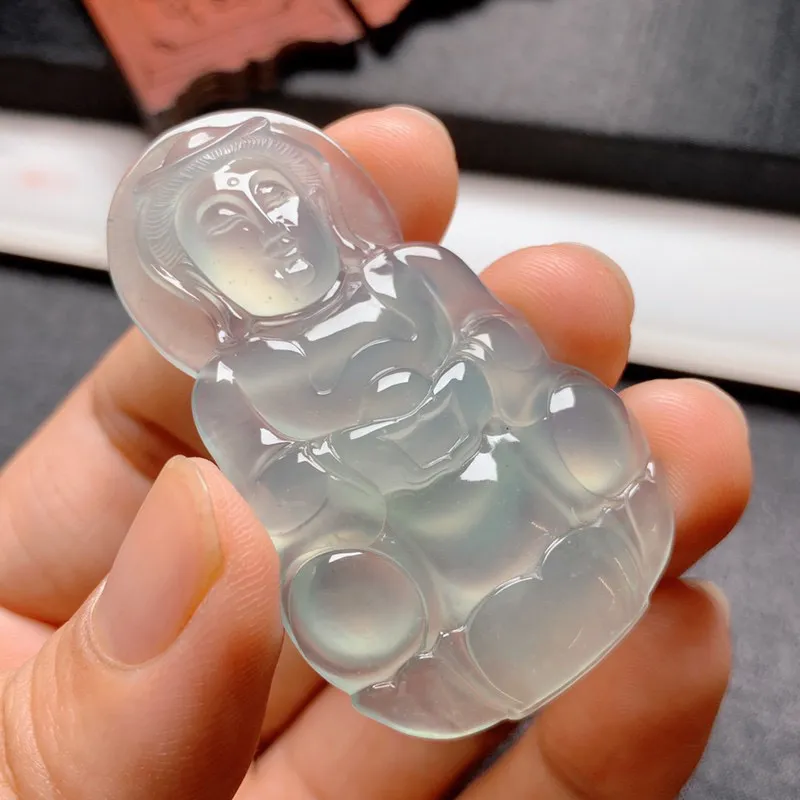 【冰晴底观音】尺寸52.5*31.5*6.5 老坑种水，纯净细腻，通透无比，清澈水灵，泛荧光，果冻感十足