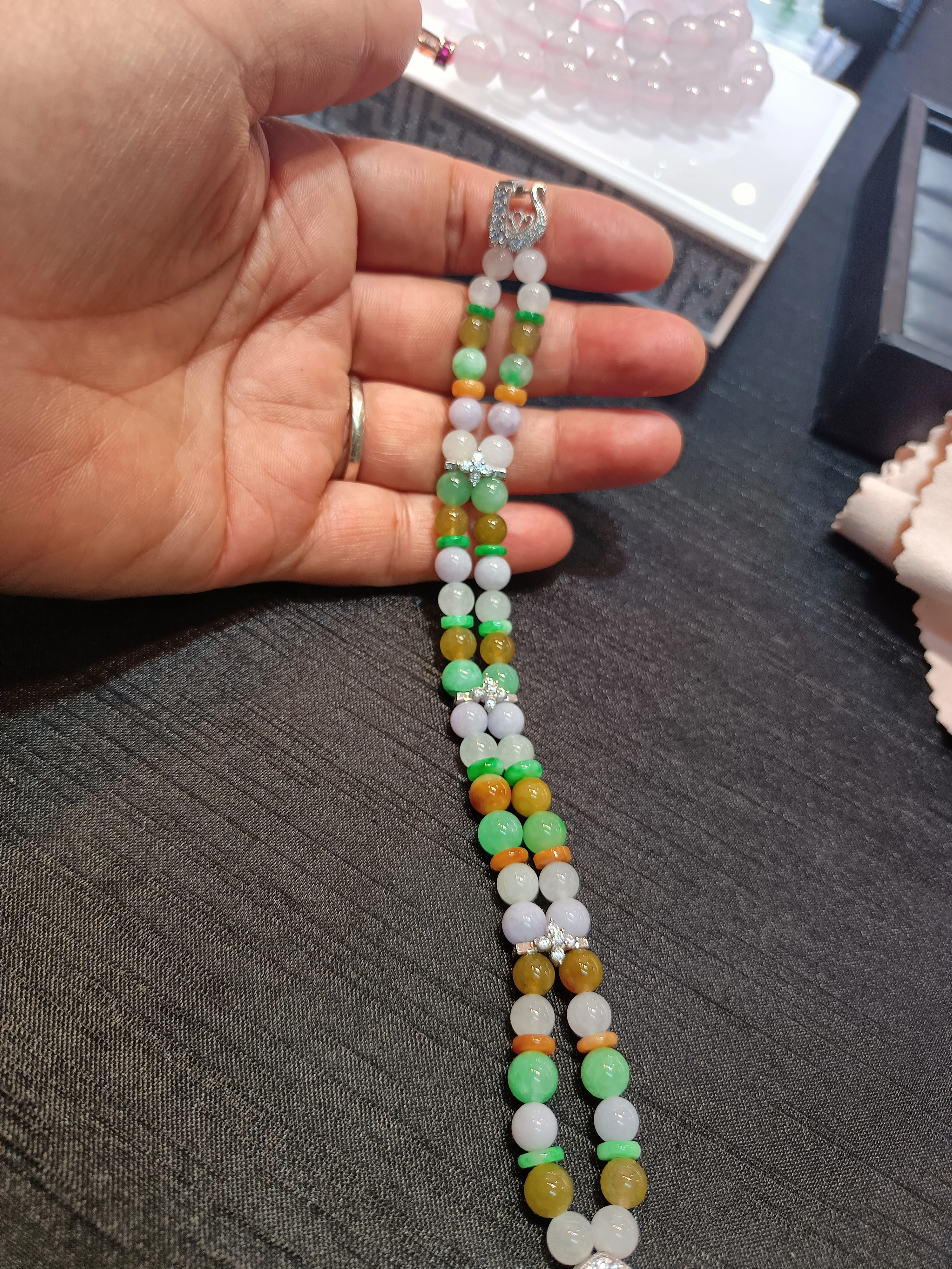 925银镶嵌翡翠多色手串，共9条，可单出，便宜，尺寸190/6.3**190/4.5看上哪条图一可画圈一条的卜价