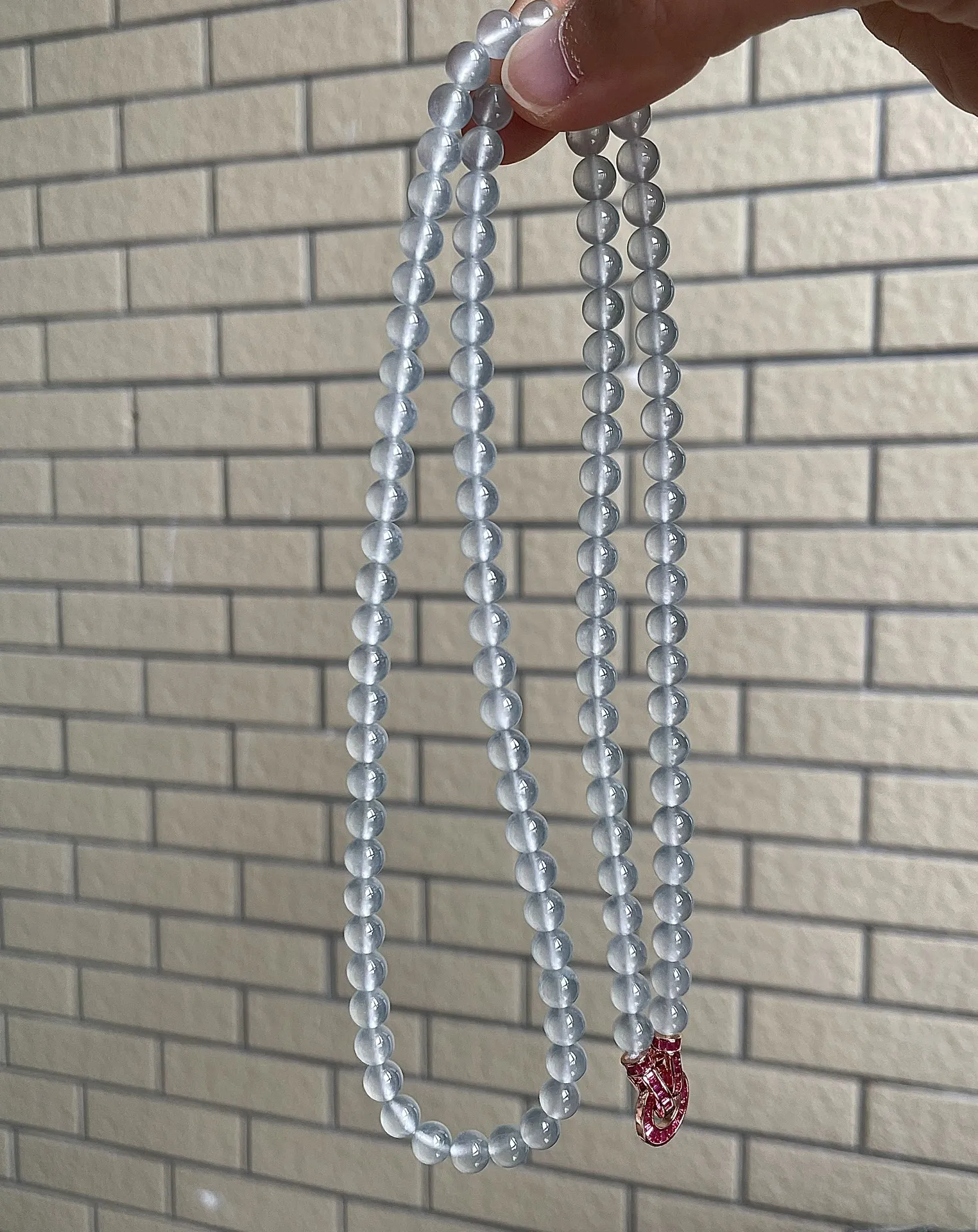 玻璃种珠链，水润无裂，饱满，起光，尺寸6-108颗编码1220