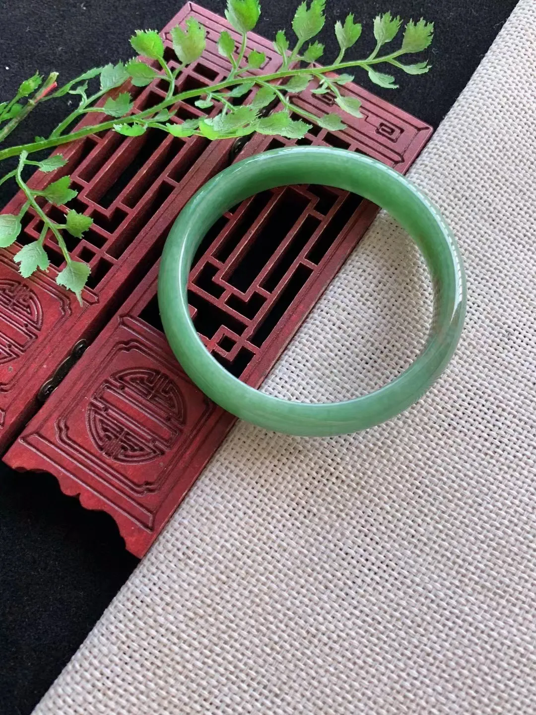 老坑满绿正圈手镯尺寸54圈口×10×6mm重量32.51g