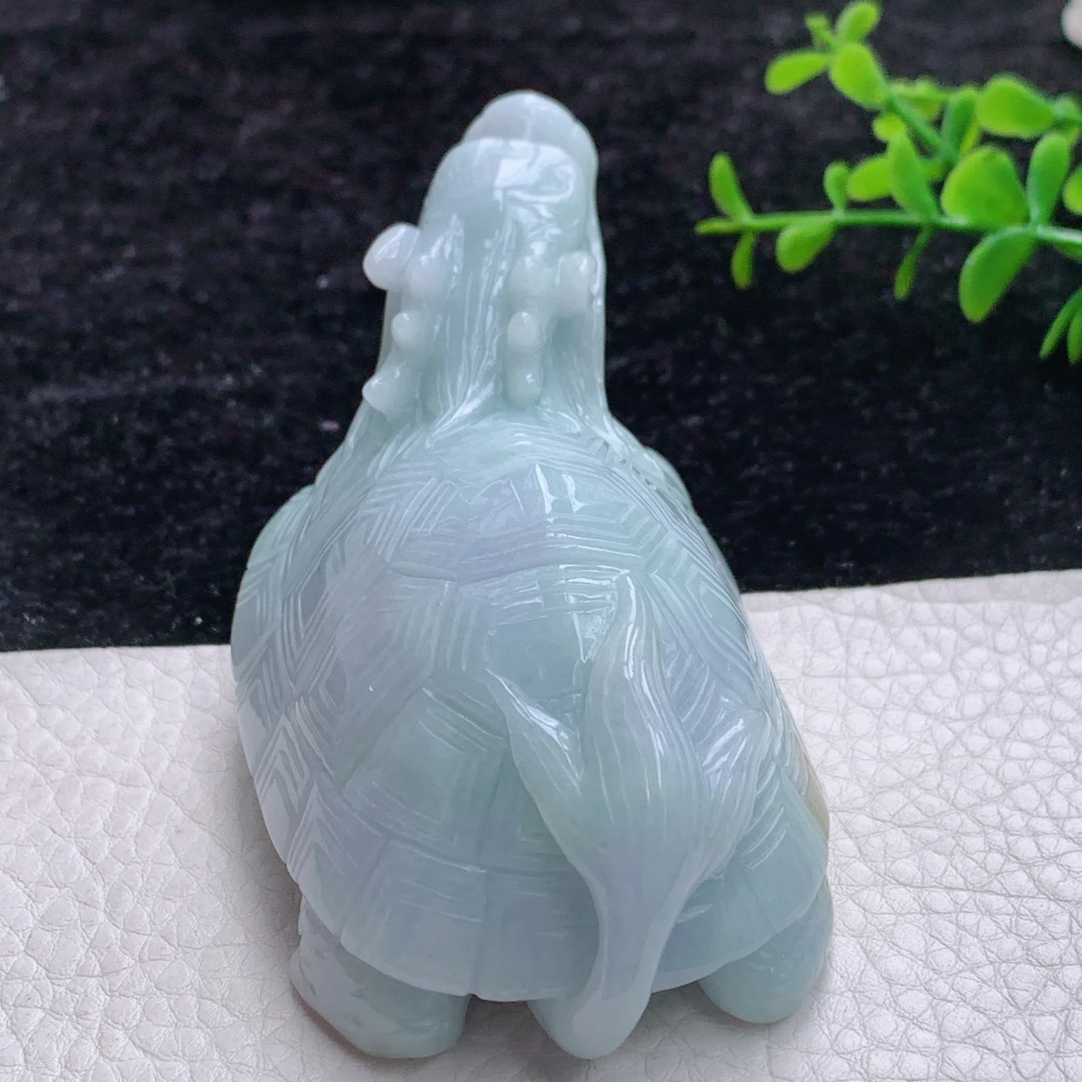 自然光实拍 缅甸翡翠浅绿龙龟神兽小摆件 手把件zz尺寸92.6*45*44.5mm