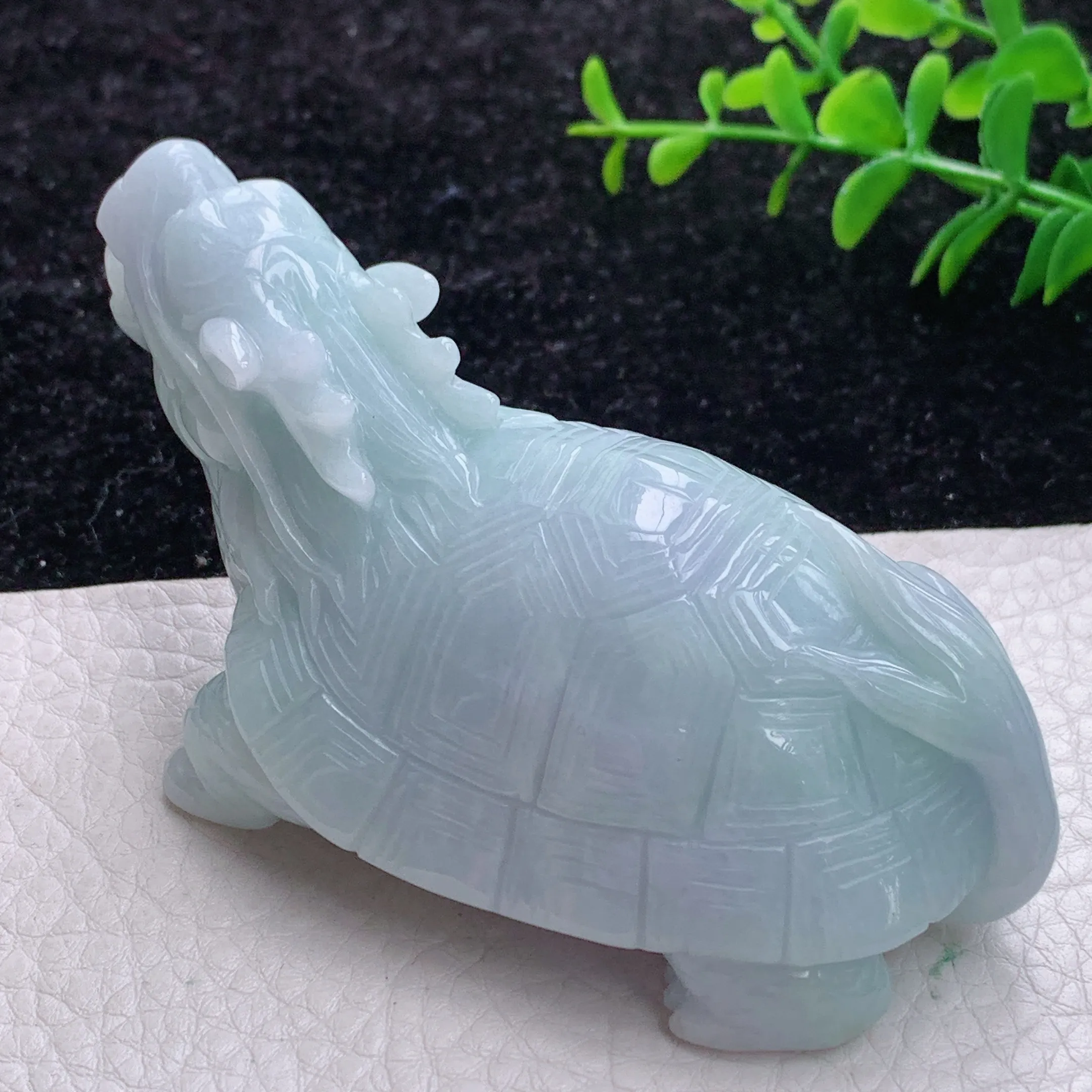 自然光实拍 缅甸翡翠浅绿龙龟神兽小摆件 手把件zz尺寸92.6*45*44.5mm